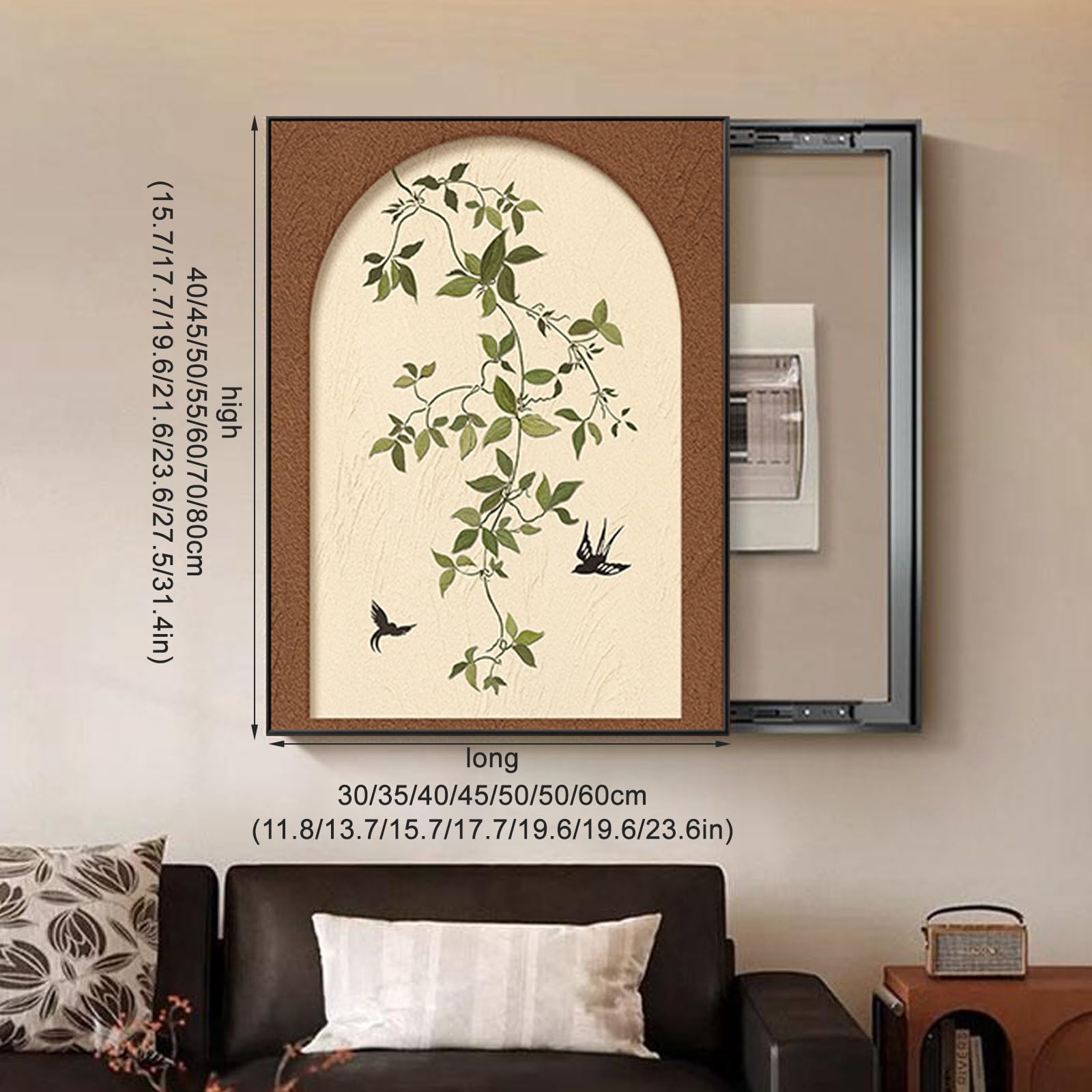 Armario Decorativo Con Tapa Cuadro Electrico Para Caja De Fusibles Y Disyuntores, Panel Eléctrico De Pared Con Fusibles Y Contadores Ocultos Para Uso Interior(Black,50 * 60cm/19.6 * 23.6in)
