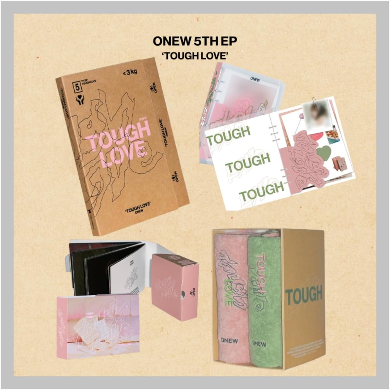 (Full Set : BOOK+NOTE+POCKET+2TOWEL) SHINee ONEW TOUGH LOVE 5th EP Album with Tracking