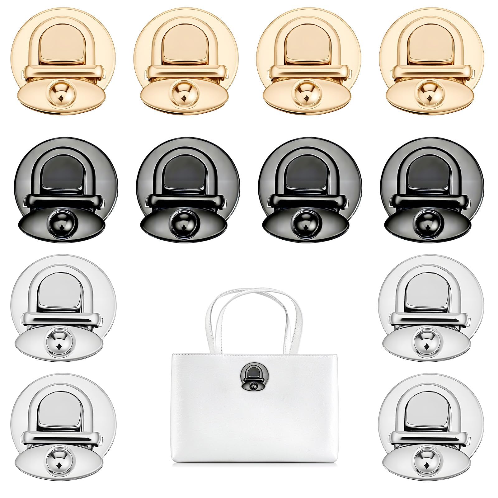 12Pcs Push Lock Bag Clasps, Purse Making Accessories Set with Secure Closures, Decorative Bag Fasteners for Travel and Handbag Restoration-image-19