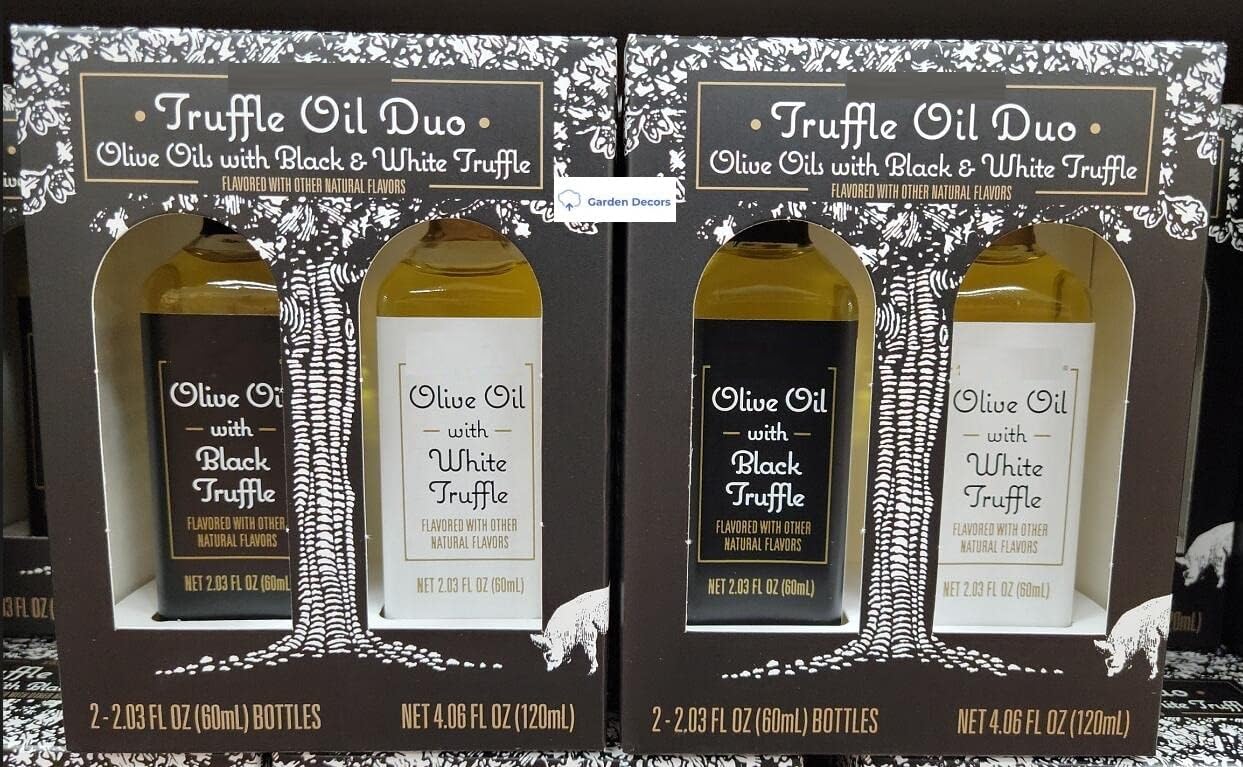 Trader Joe Truffle Oil Duo Olive Oils with Black & White Truffle 4.06fl oz 120ml (Two Boxes)