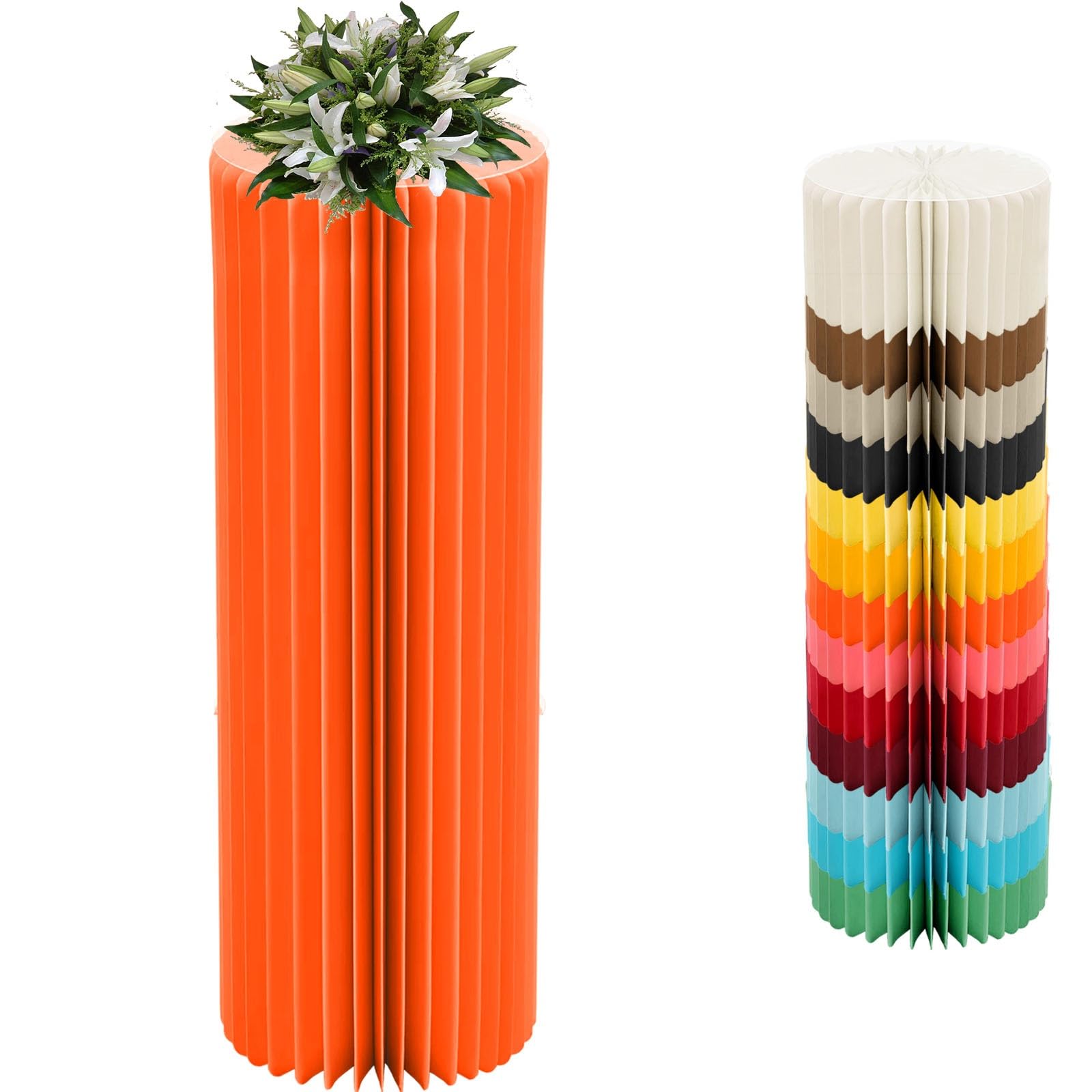 CVHfhjTG cake stand, Foldable Cardboard Cylinder Pedestal Cake Stand Multicolor 20-100cm(Orange,H 100cm/39.4in)