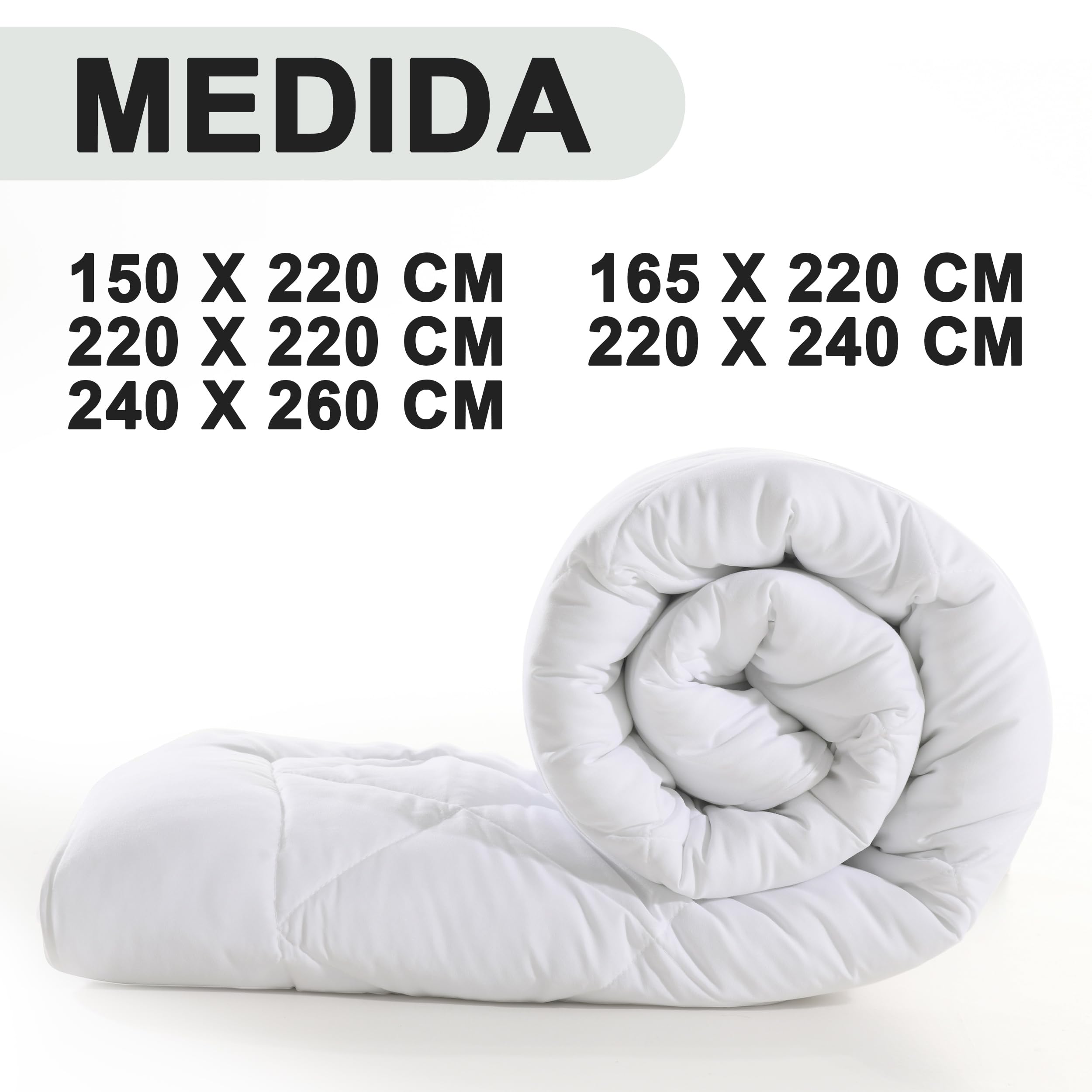 DALINA Textil - Edredón de Fibra Duo 4 Estaciones 170 + 260 gr -Edredón Relleno Nórdico Cama 150, 240 x 220 cm- Suave, Transpirable, 100% Poliester