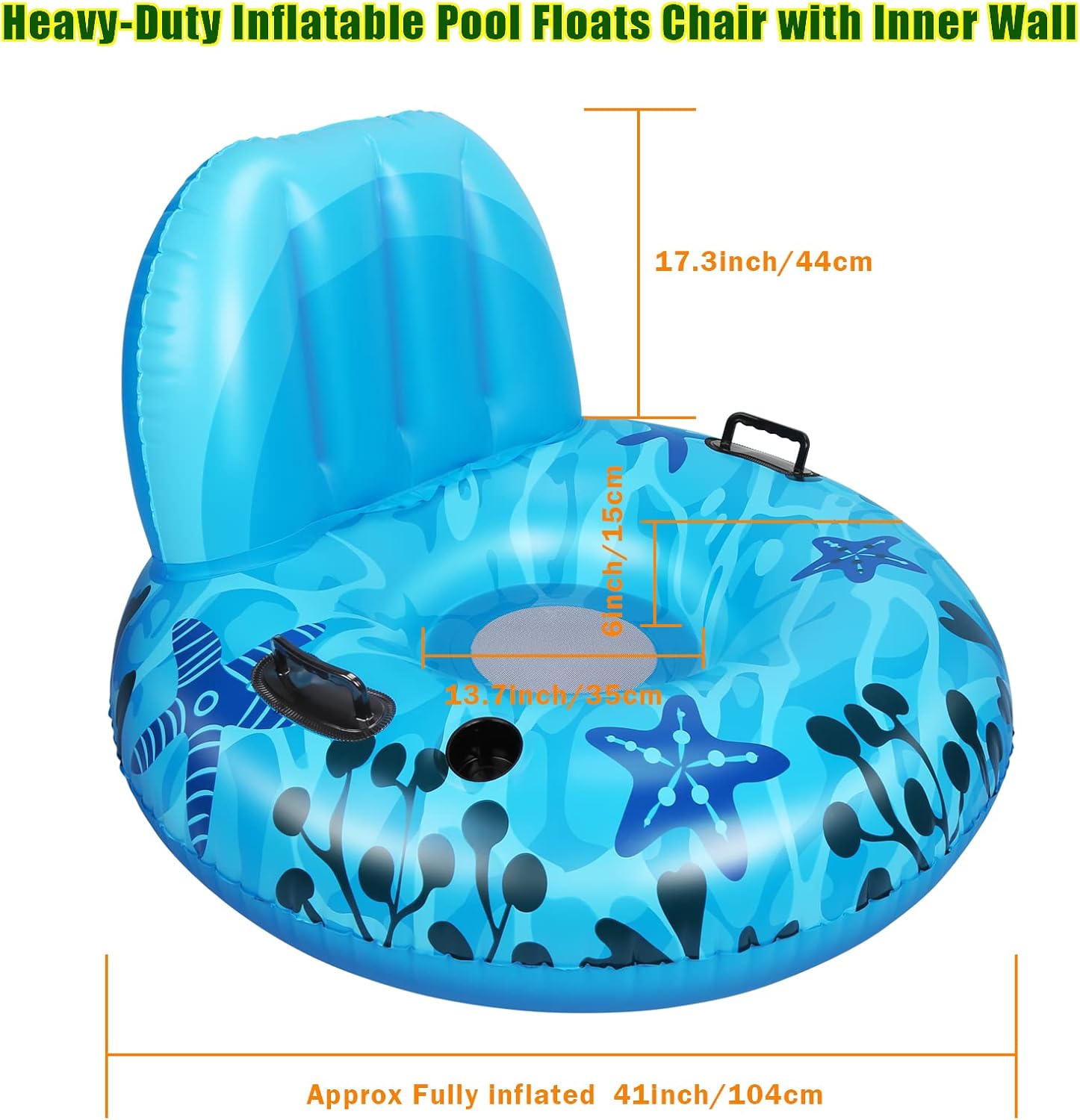 Inflatable Pool Float, CAMULAND Inflatable Lounger Pool Float with a Rubber Handle and a Drink Holder, Soft, Durable and Portable Inflatable Pool Float Chair with Mesh Fabric for Adults and Kids : Toys & Games
