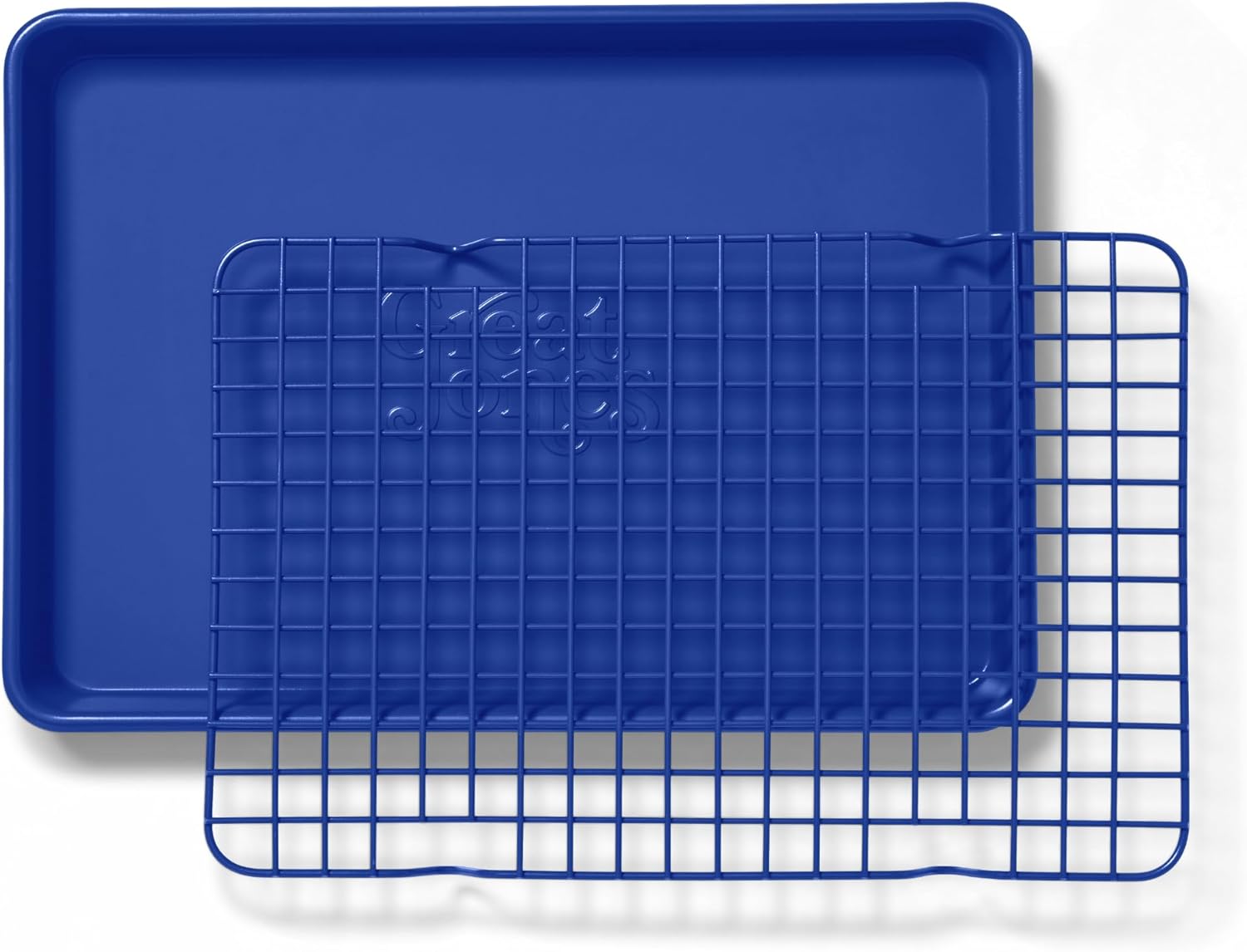 Great Jones Little Sheet Pan & Little Chill Rack Set (Blueberry) | 13.5 x 9.5 Heavy-Duty Nonstick Pan & Cooling Rack | Baking Tray & Wire Rack for Cooking, Baking, Roasting | Oven & Dishwasher Safe
