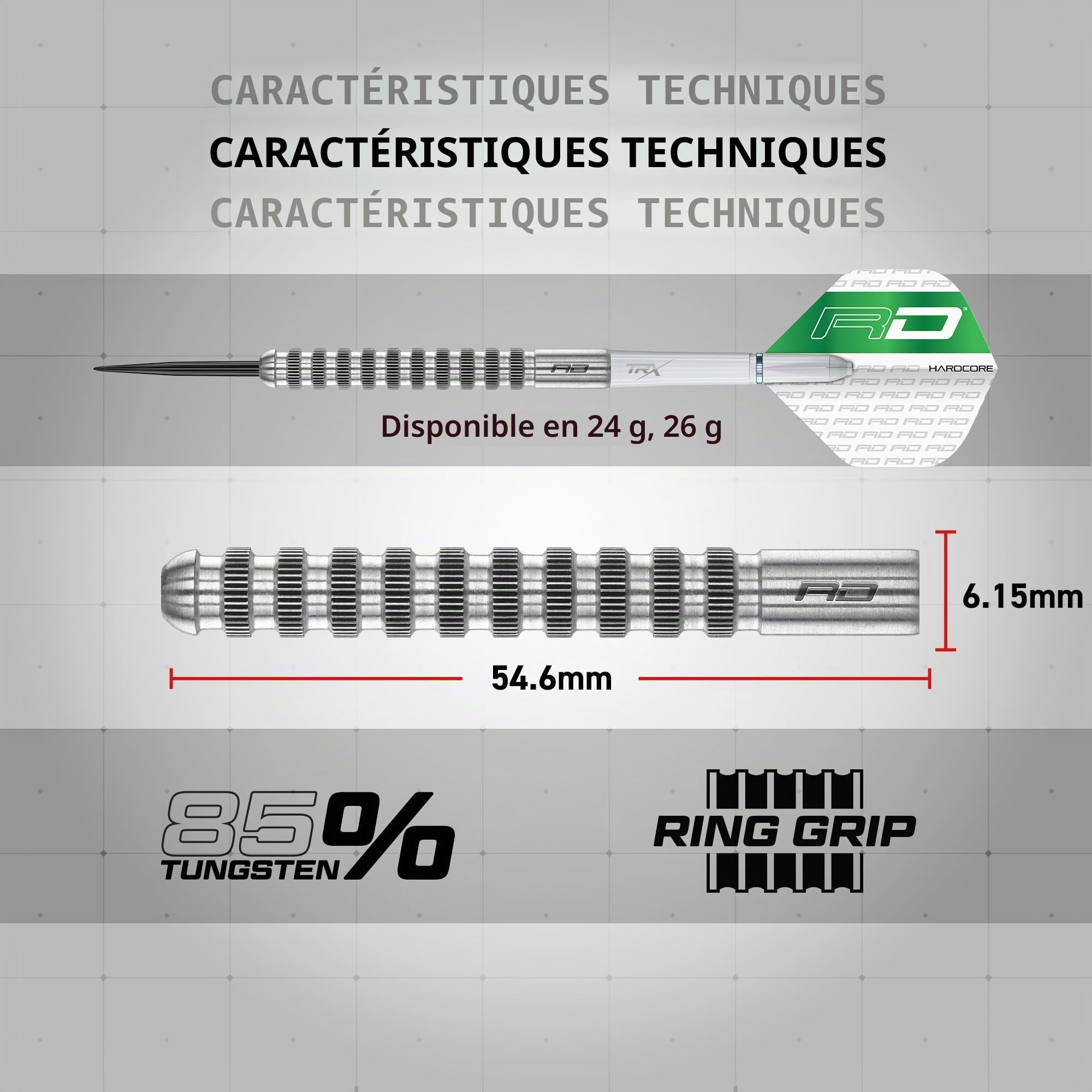 RED DRAGON Javelin Speedline Premium Tungstène Jeu de fléchettes Steeltip avec ailettes et tiges
