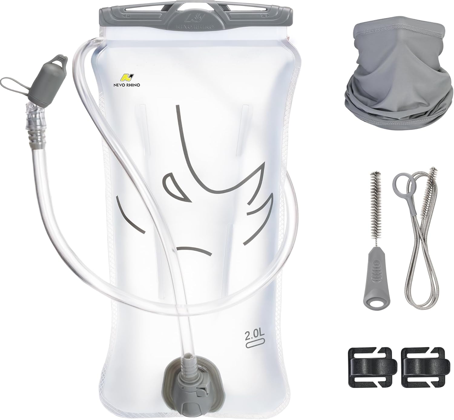 N NEVO RHINO Water Bladder 1L-1.5L-2 Liter, Hydration Bladder for Running Vest, Leak - Proof BPA -Free Water Reservoir Storage Bag for Hiking Backpack Bike Pack