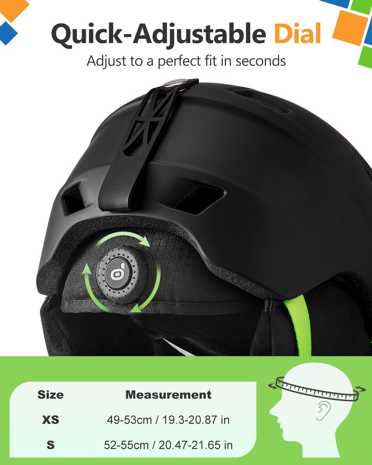 Odoland Casco de Esquí con Gafas de Visera Ajustable para Niños y Niñas de 3-12 Años