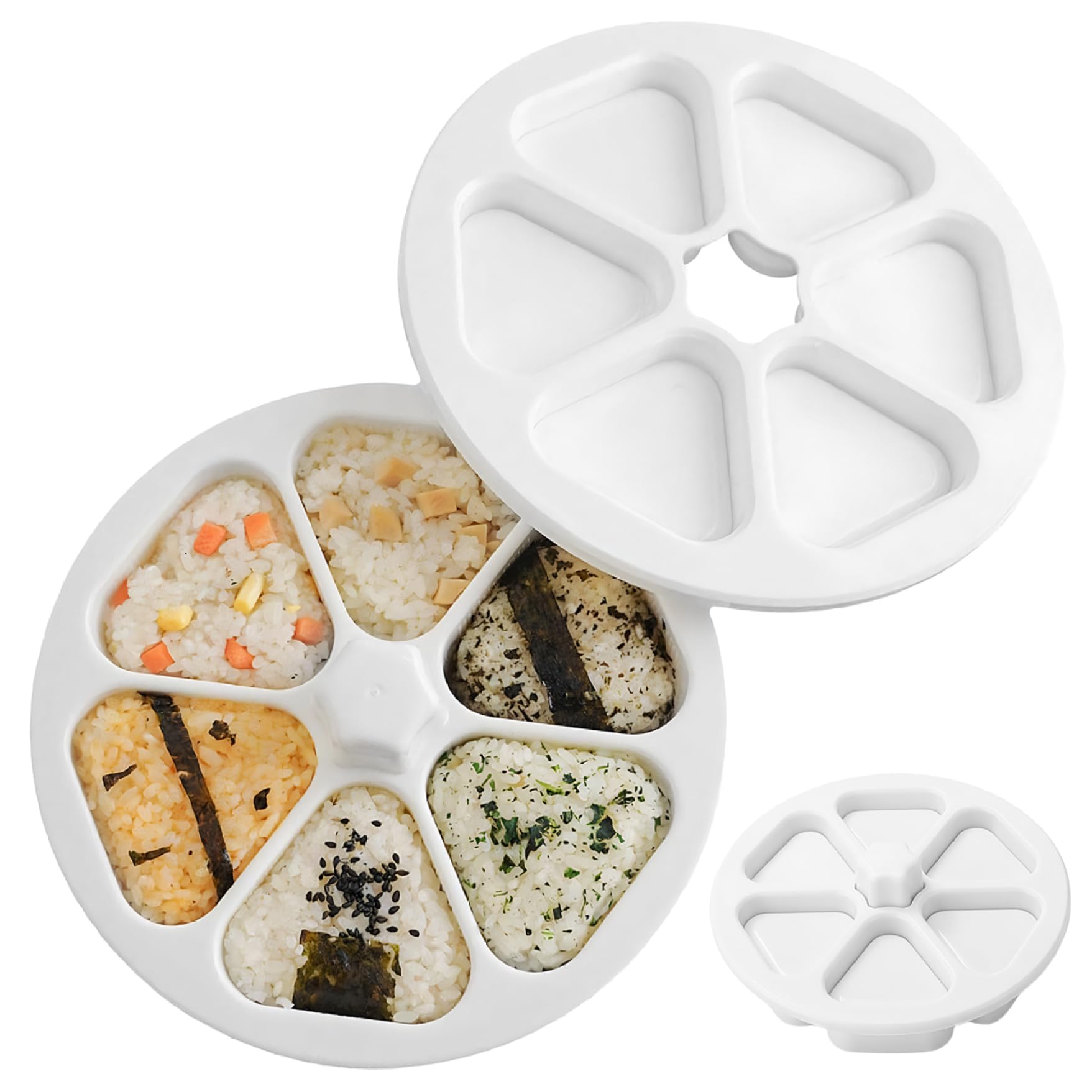 Rice Ball Mold, 6-In1 Food-Grade Onigiri Mold Set Non-Stick Triangle Onigiri Maker for Making and Storing Sushi &1