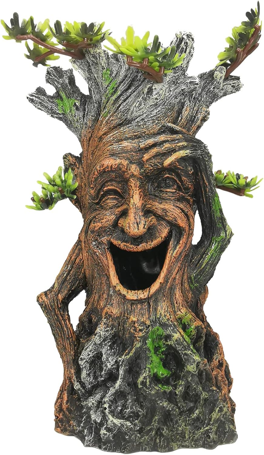 Fhiny Hollow Tree Trunk Fish Tank Decorations, Resin Aquarium Landscaping Terrarium Accessories Betta Hideout Caves Aquarium Decor for Fish Betta Shrimps Cichlids Reptiles Amphibians