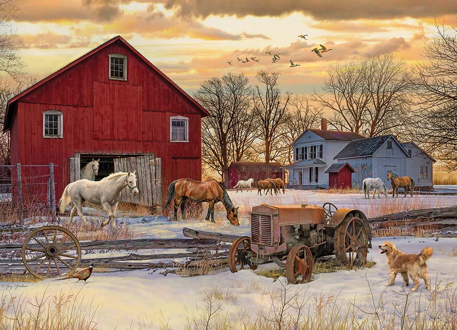 Cobble Hill Puzzle 1000 Pezzi - Cartoline Dalla Fattoria - Poster Campione Incluso - Prodotto In USA Con Materiali Riciclati