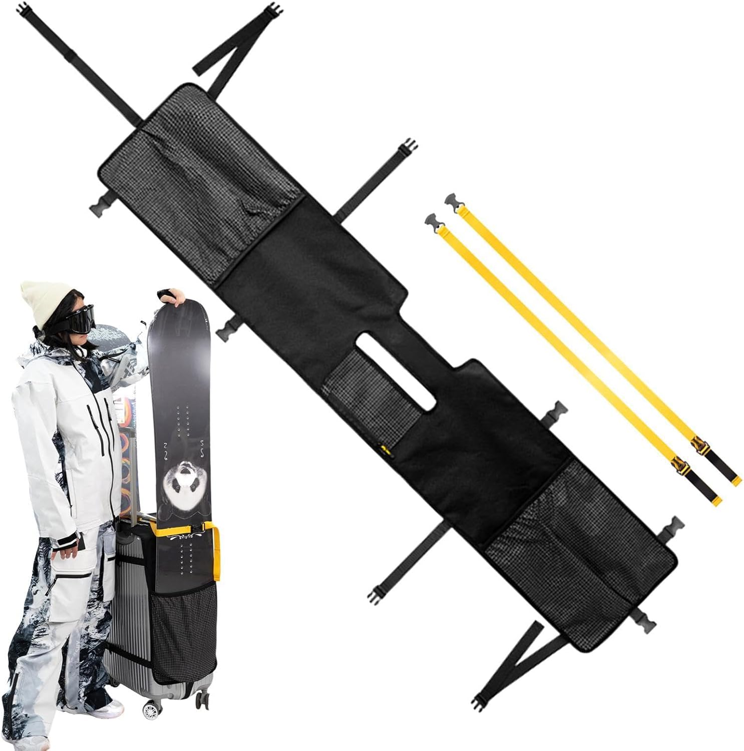 Snowboard Bag for Air Travel, Large Waterproof Organizer, Ski Travel Bags Boot Storage Case, for Winter Sports, Traveling, Outdoor, Flying, Competition, Adults, Athlete