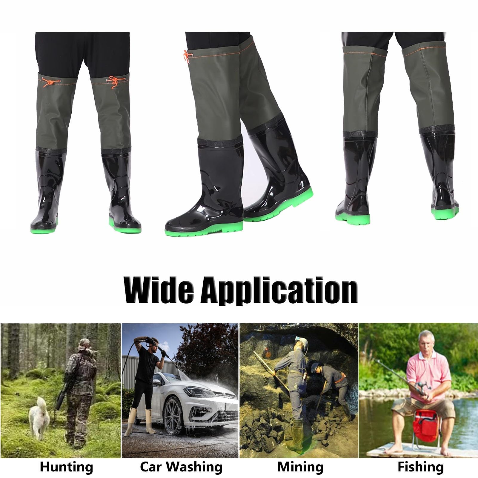Trampolieri da Pesca | , Trampolieri da pesca, Trampolieri da pesca impermeabili in PVC Caccia da pesca Nero Taglie 4-9 (6.5)
