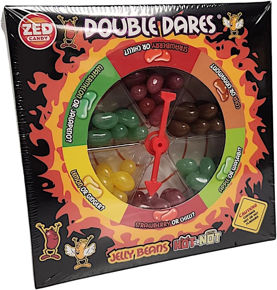 Double Dare Jelly Bean Challenge Hot or Not? Sweet & Spicy Flavours Spinner100g Box Halal Dairy-Free Gluten-Free Vegetarian