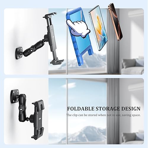 Miniatura 7 de OHLPRO Soporte para tablet para tablero de automóvil y camión, soporte resistente para iPad con base de taladro, brazo giratorio de 360°, compatible