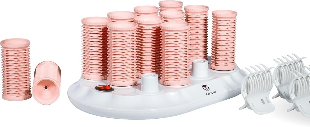 Hot Rollers, 12-Piece Short Set with Claw Clips, Pink Sands | Hands-free volumizing curls & waves; ideal for shoulder-length to long hair; ionic + ceramic fusion tech, less frizz & shine