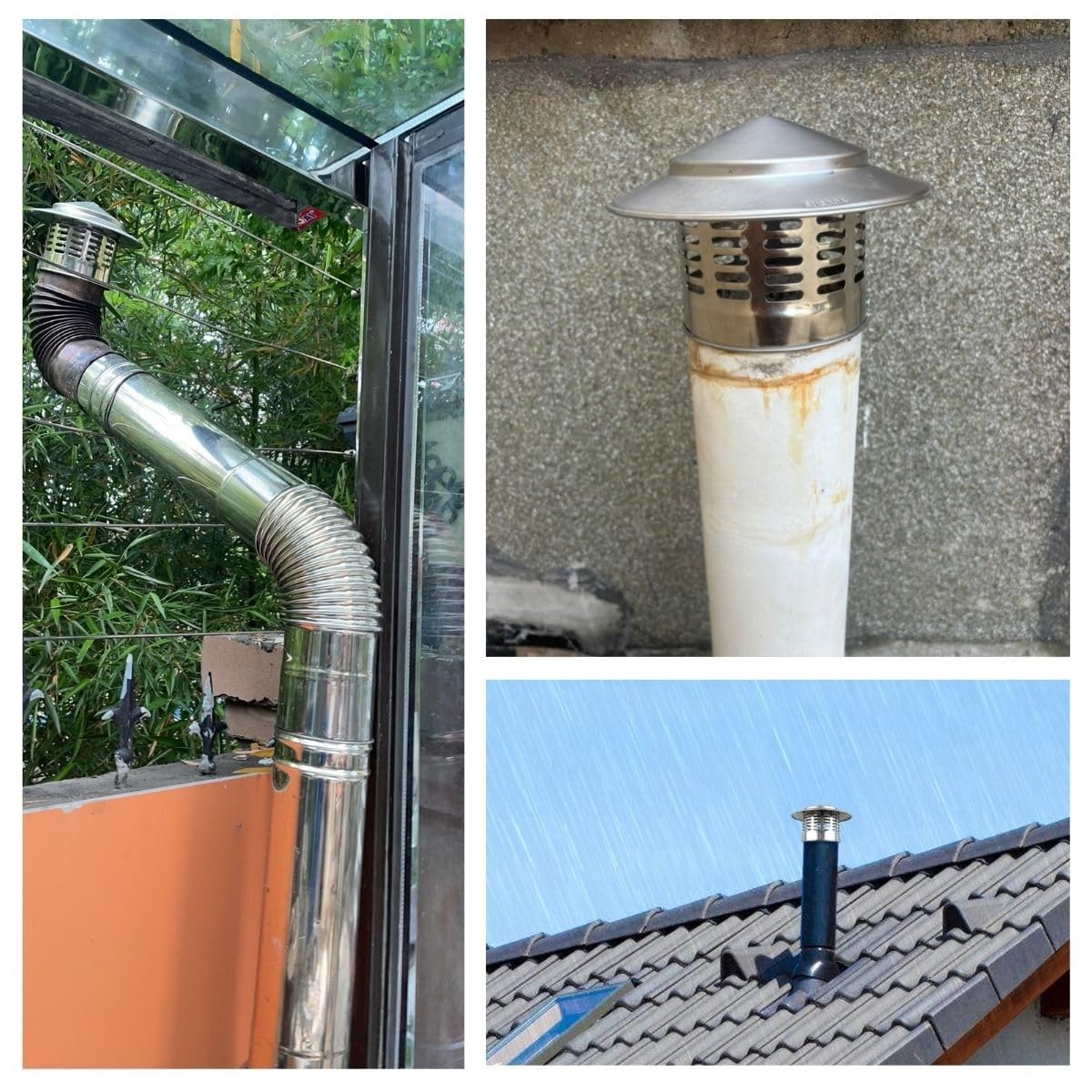 Cappello per camino,75/110/160/200/250/300mm acciaio inox Comignolo,Tubo stufa Topper sfiato cappelli,Copertura canna fumaria per esterno Camino,Resistente alle intemperie rotondo tetto pioggia cope