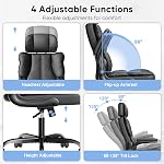 Kensaker Ergonomic Executive Office Chair with Adjustable Headrest & 90° Flip-Up Arms, High Back PU Leather Computer Desk Chair with 135° Rocking & Double Padding for Home Office Comfort, Black