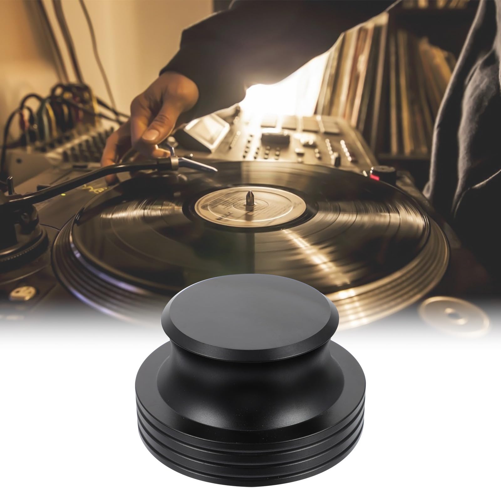 Gadpiparty Stabilizzatore per Mantenere in Alluminio per Vinile in Nero e Dischi 400g Funzione Anti-vibrazione Accessorio Stabilità e Qualità Audio Giradischi