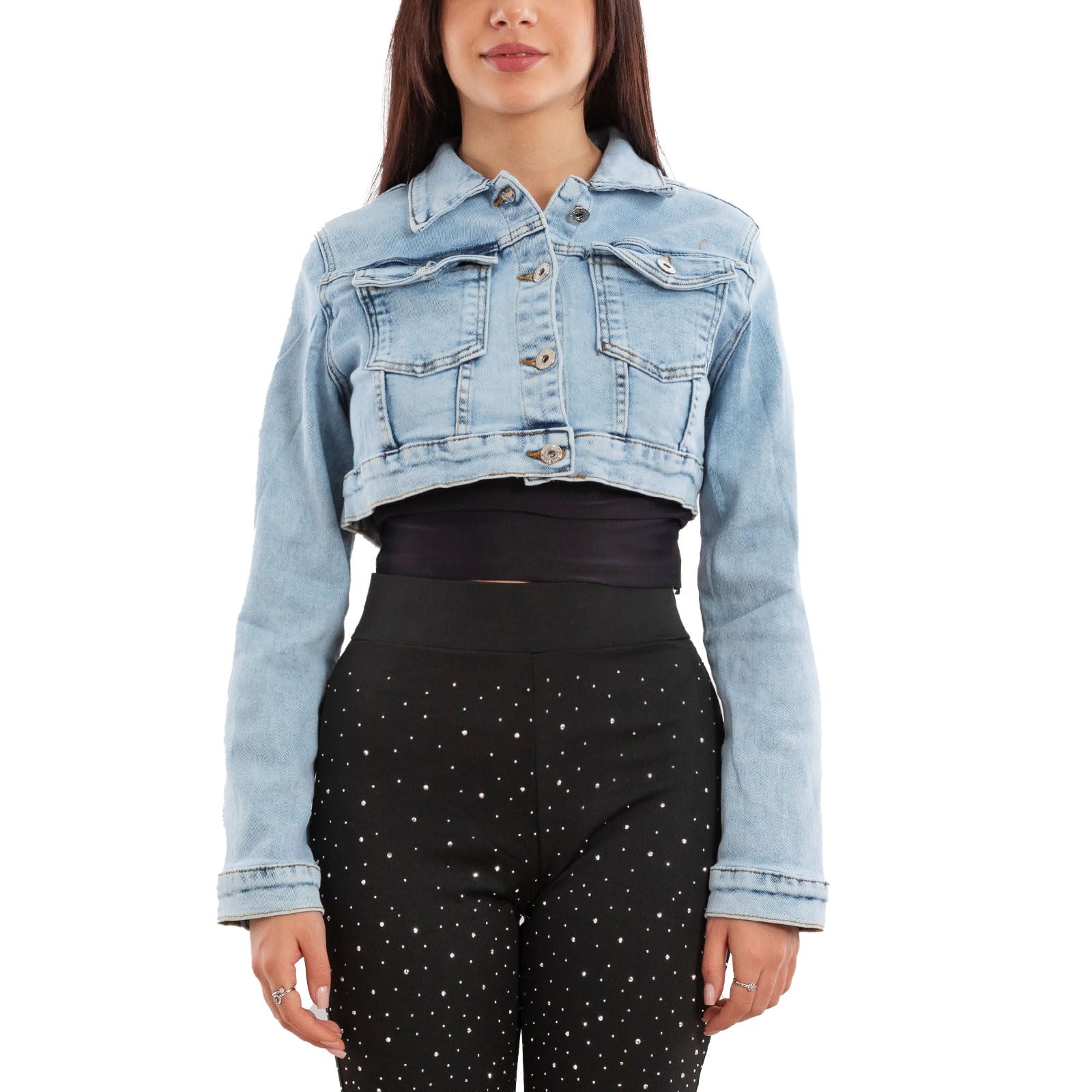 Toocool - Giacca Jeans Donna Denim Giubbino Corto Giubbotto Aderente Slim Fit Nuovo H510