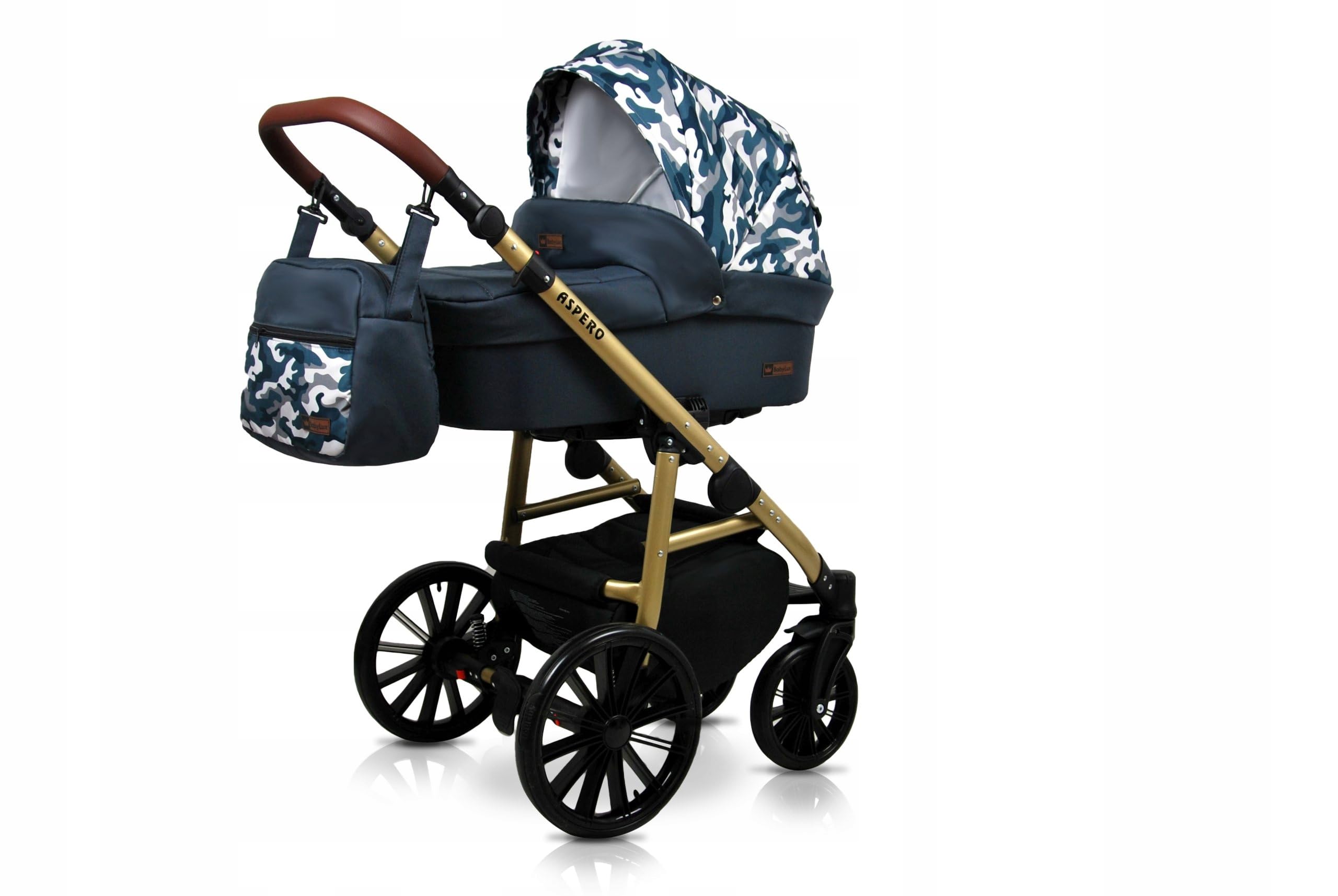 BabyLux® Wózek dziecięcy kompletny zestaw 4 w 1 - Aspero - w tym gondola dla niemowląt, wędka, fotelik samochodowy, podstawa ISOFIX - system kombinowany dla niemowląt, z torbą do przewijania itp.