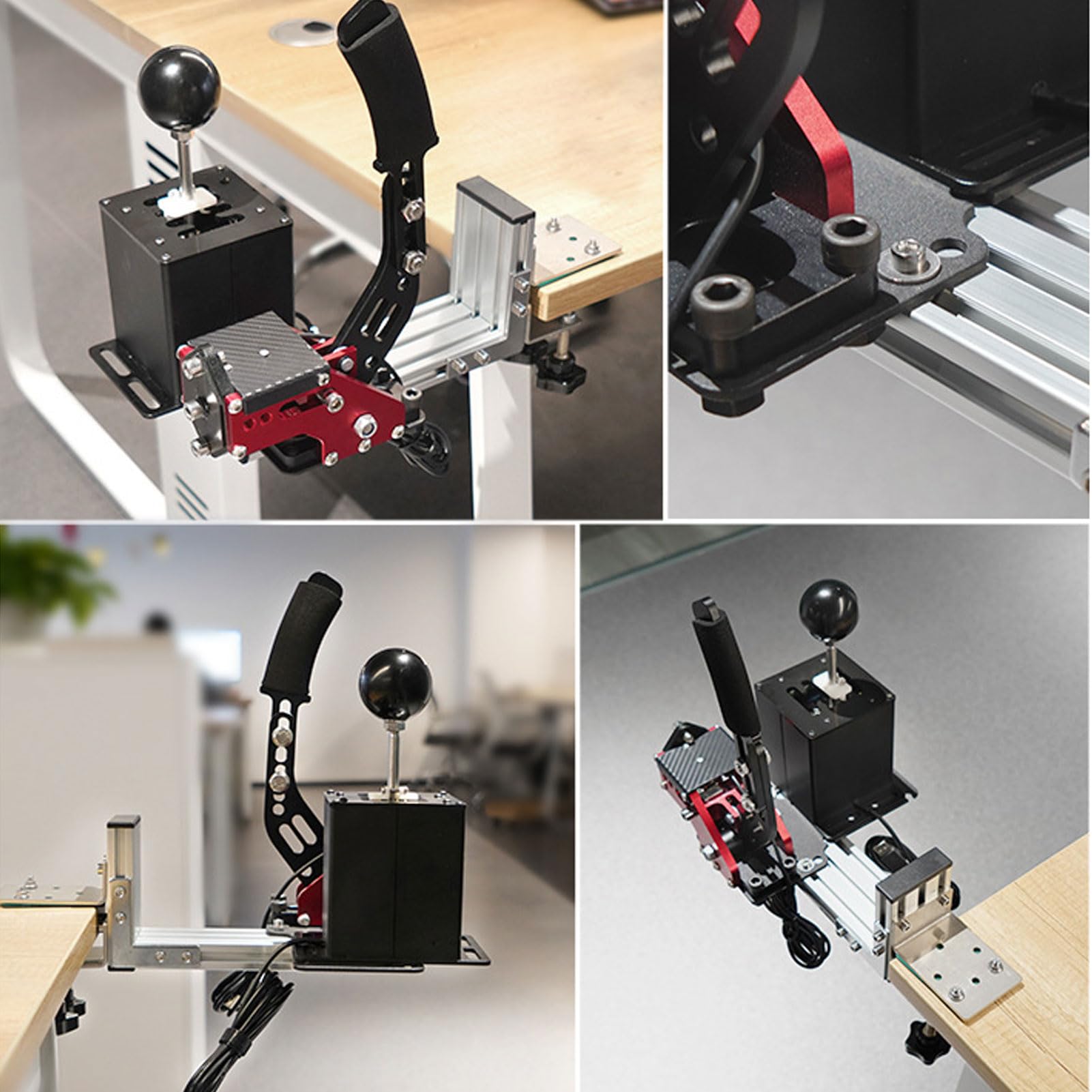 Pissente PC USB Hamulec Ręczny, 16-bitowy USB Hamulec Ręczny do Sim Racing, Analogowy Liniowy Hamulec Ręczny 16Bit dla G27 G29 G920 G923 T500 T300 z Łukiem ze Stali Węglowej