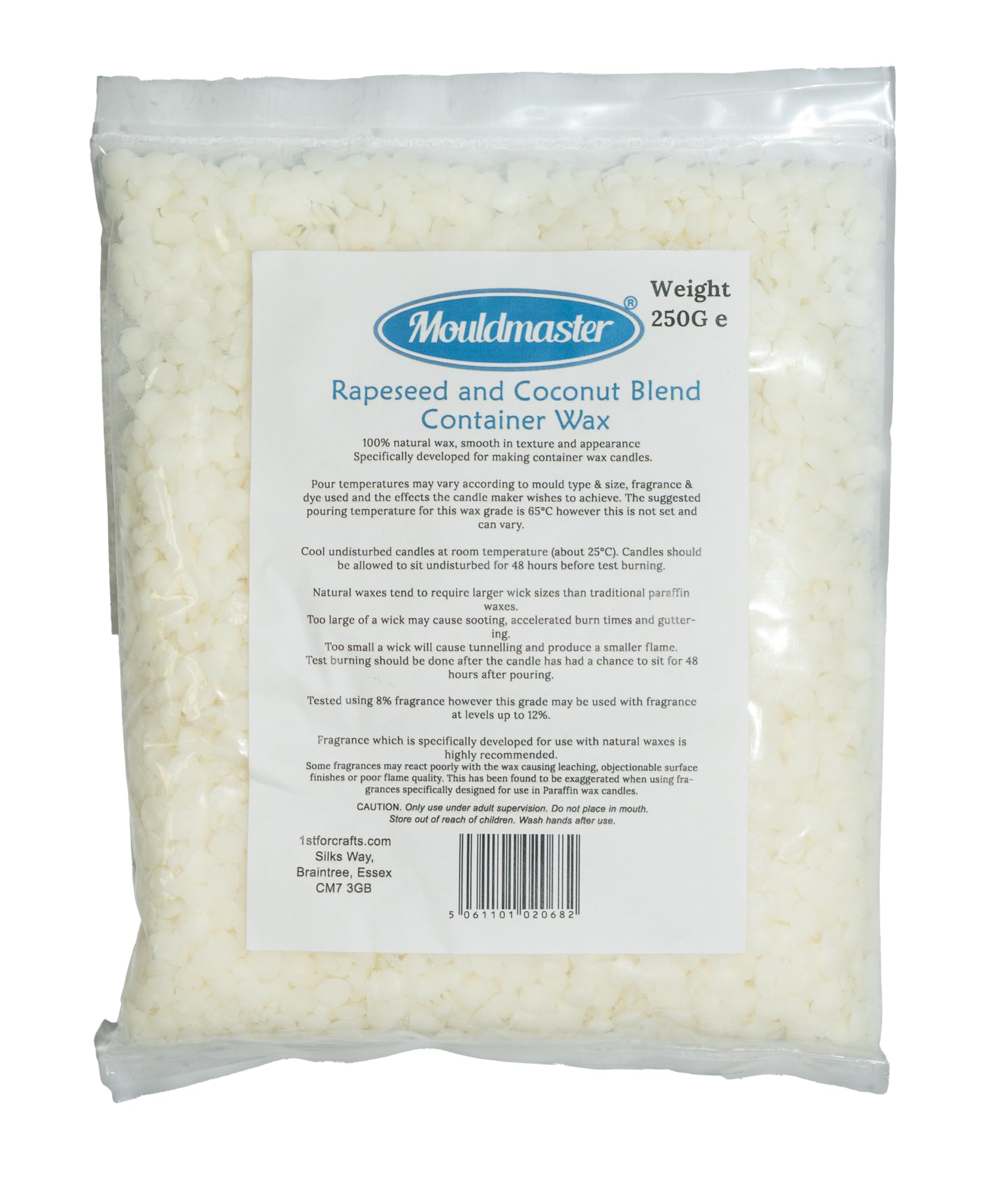 Mouldmaster Cream/Offwhite Rapeseed And Coconut Blend Container Wax 250G, Krc01,