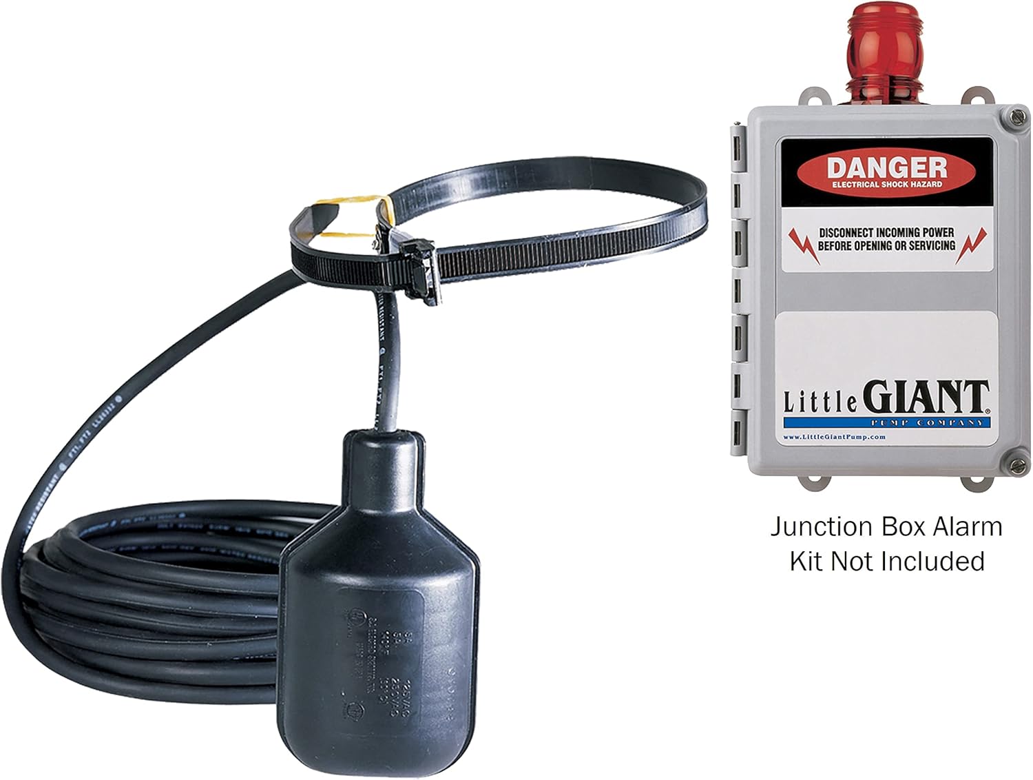 Little Giant CFST, 5 Amp, 115/230 Volt, 50/60 Hz Pump Down Control Float Switch for use with Control Panels with or without an Alarm, 20-Foot Lead Wires (Plugless), Black, 950267