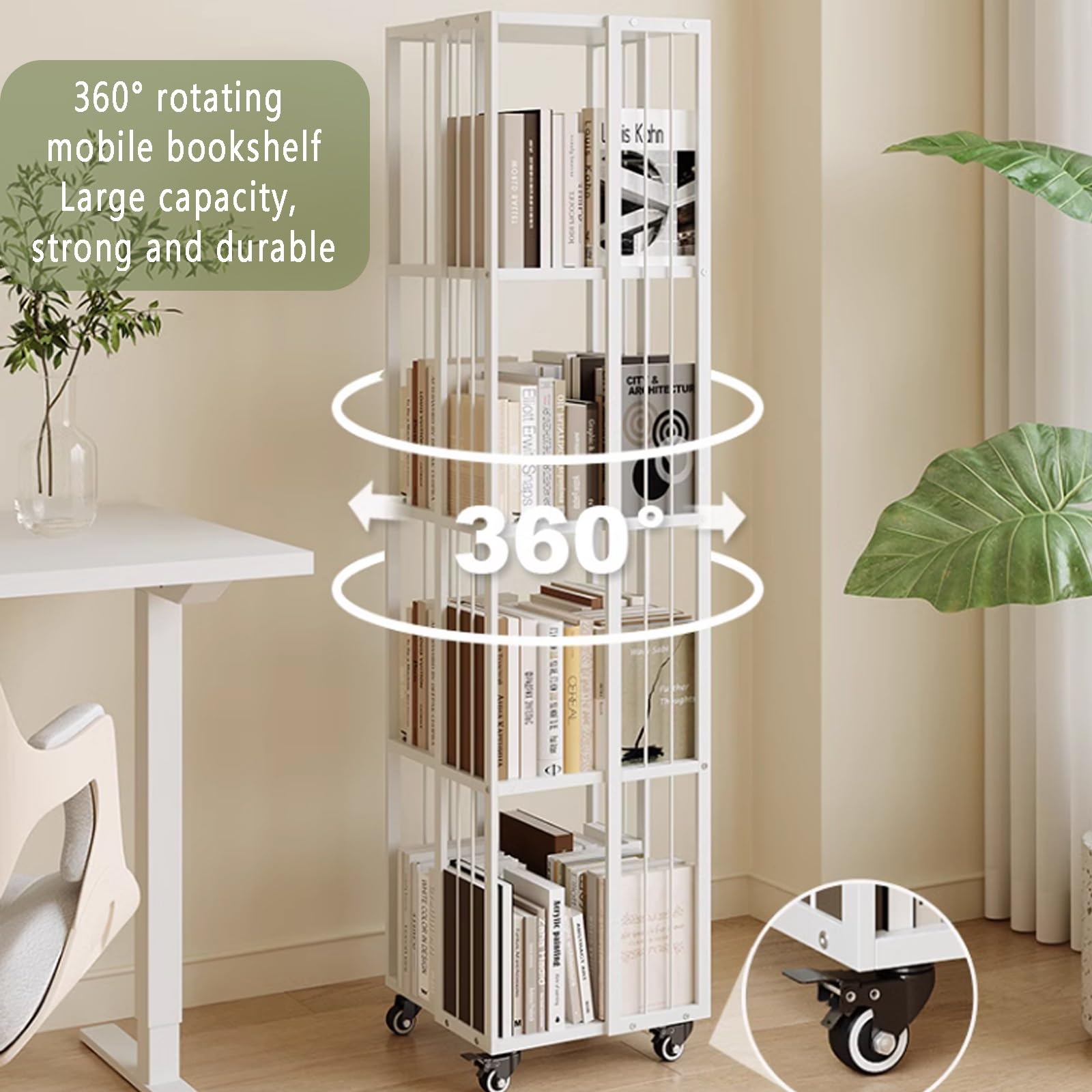 Amazon｜本棚 キャスター付き 回転ラック 360ディスプレイフロア