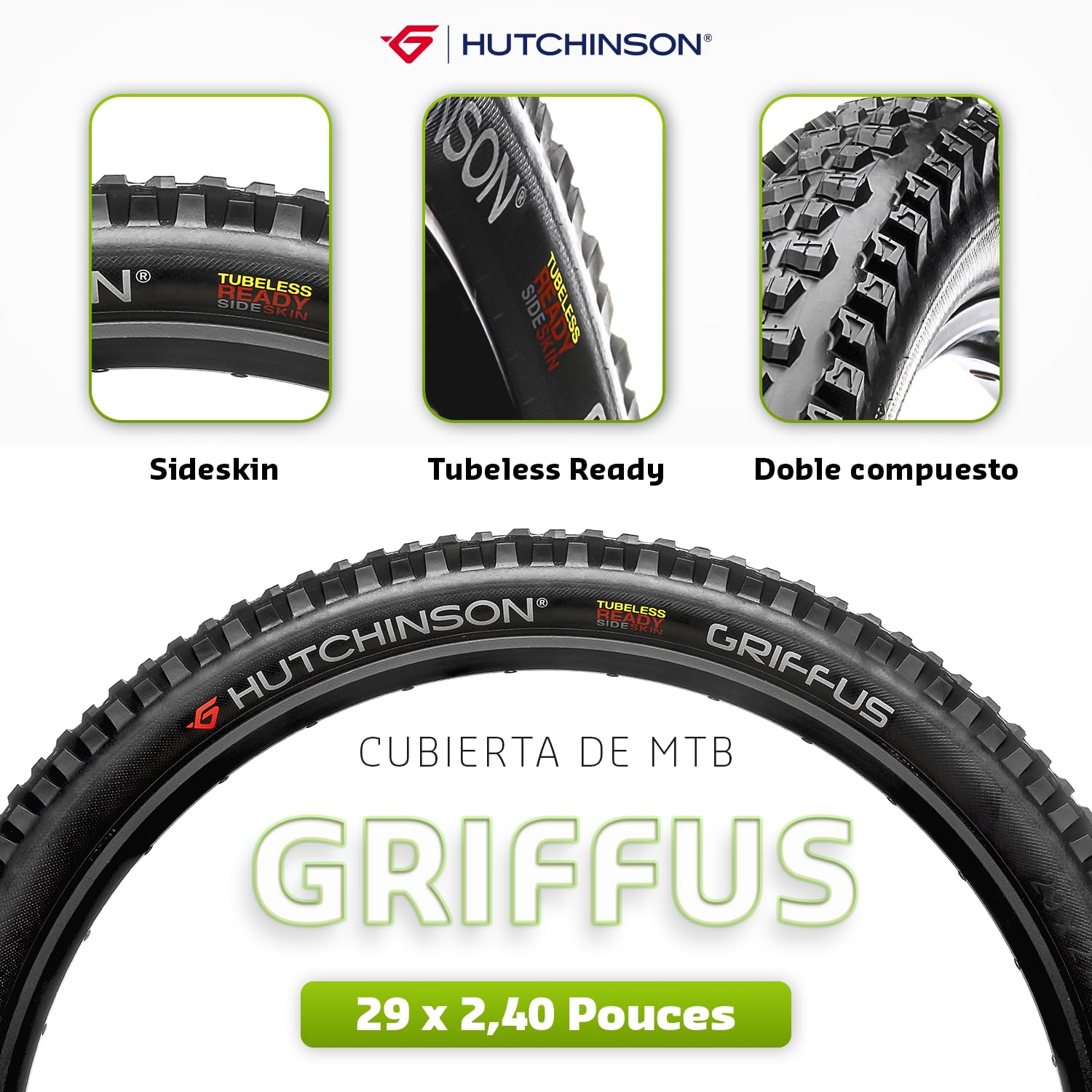 Hutchinson Griffus 2.5 or 2.5 Tubeless Ready Negro