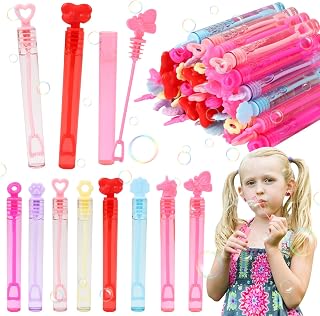LOMIMOS 40Pcs Valentines Day Mini Bubble Wands,8 Styles Bubble Party Favors for Kids Valentines School Classroom Exchange Prizes Gifts Party Bag Stuffers Goodie Bag Filler