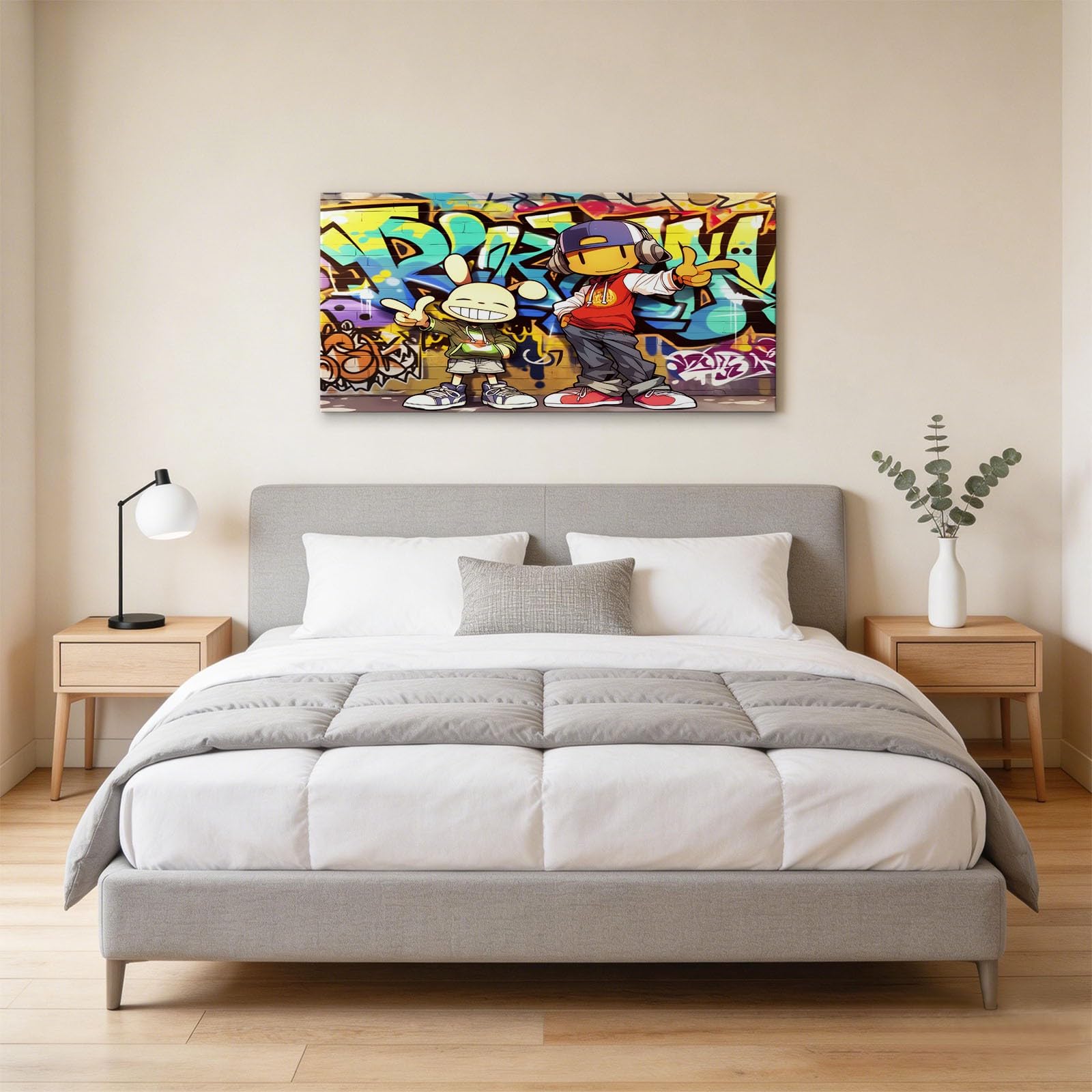 Graffiti Mural de pared para salón, 140 x 70 cm, dibujos animados, abstractos, videojuegos, lienzo, decoración de pared, estético, dormitorio, baño, oficina, comedor, pasillo, cocina, habitación