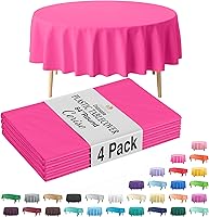 Vista 20 de Exquisito mantel redondo de plástico Party Solids morado, 84 pulgadas, paquete de 4