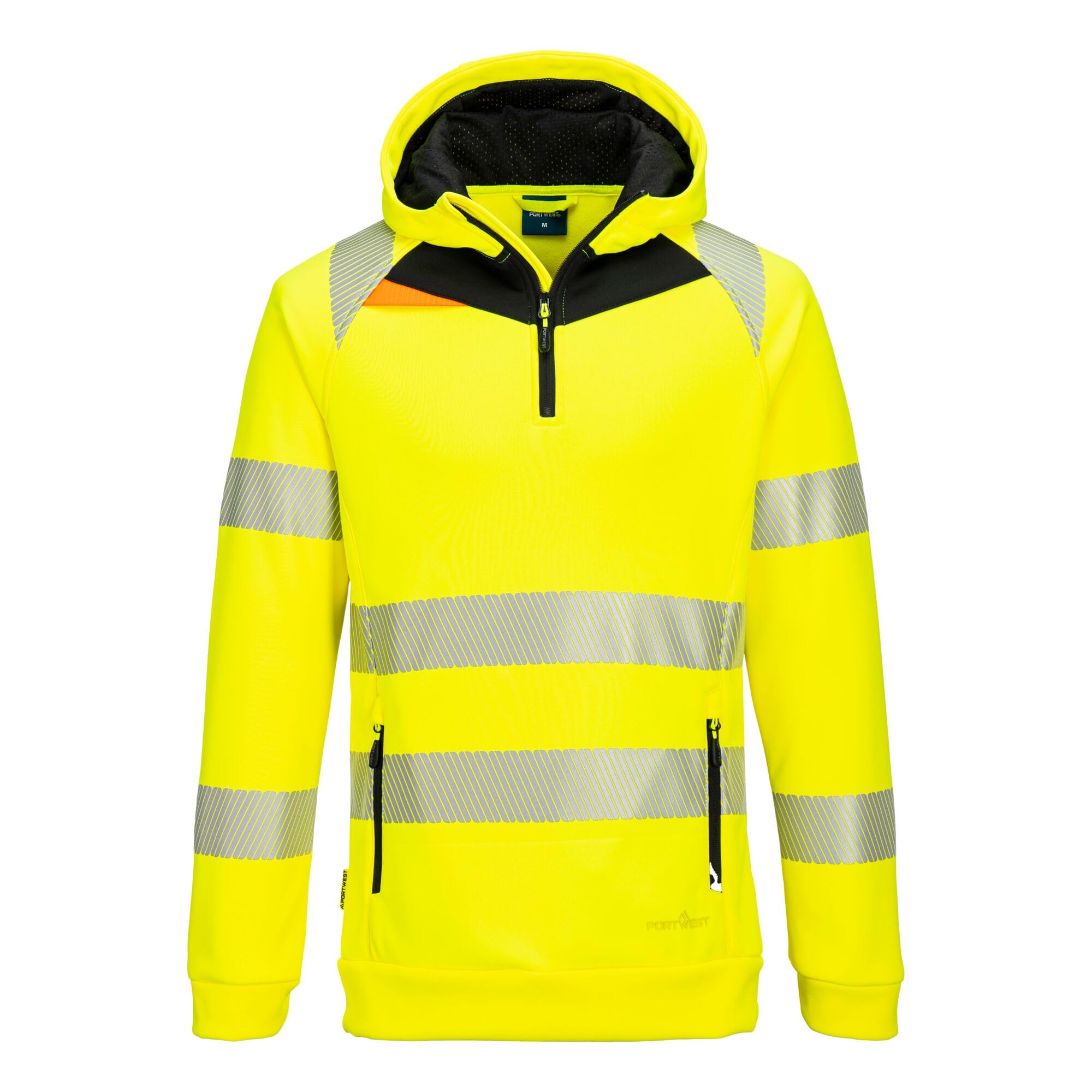 Portwest DX4 Hi Vis 1/4 Zip Hoodie Yellow / Black 2XL