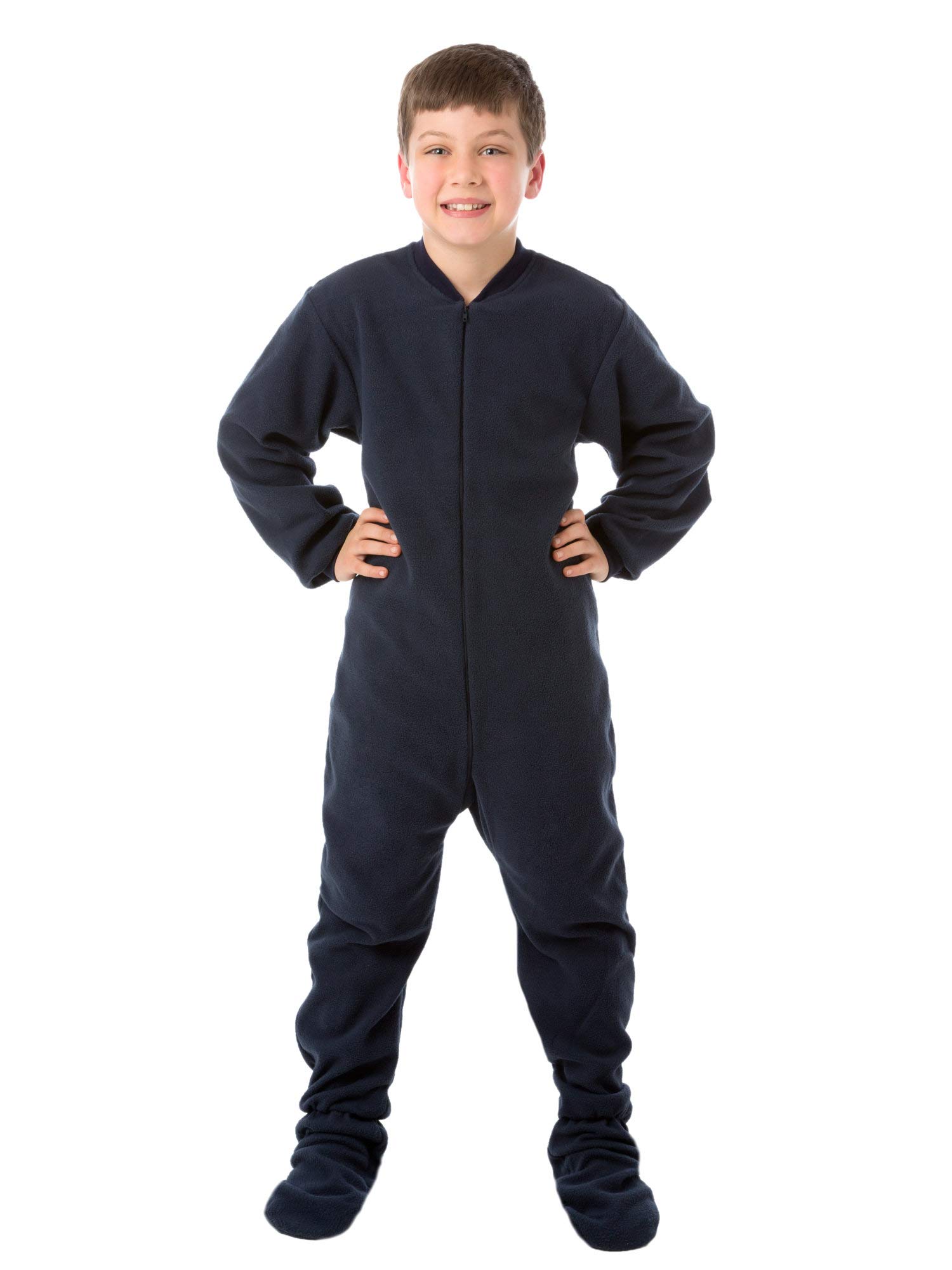 BIG FEET PAJAMA CO.Big Feet Pjs Boys & Girls Junior Navy Fleece Kids Footed Pajamas Onesie Sleeper
