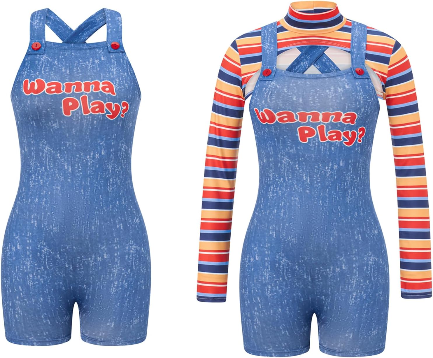 Womens Scary Nightmare Killer Doll Halloween Costumes Movie Character Bodysuit Set Fancy Dress Outfits - Image 6