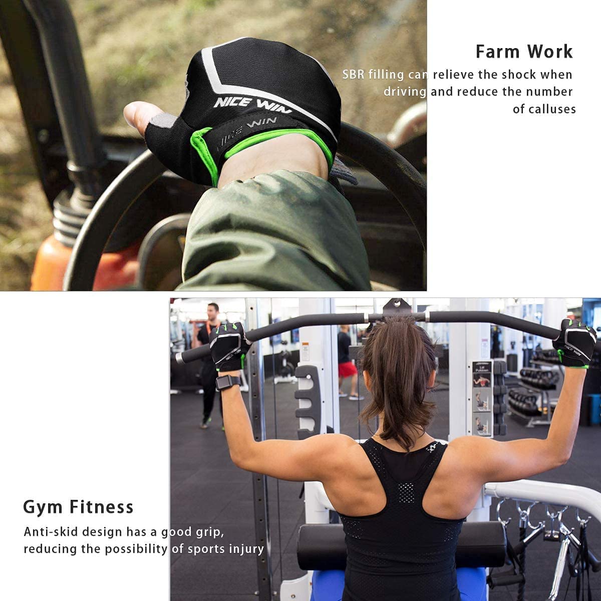 Niceminiwall Fahrradhandschuhe Halbfinger - Atmungsaktiv & Rutschfest