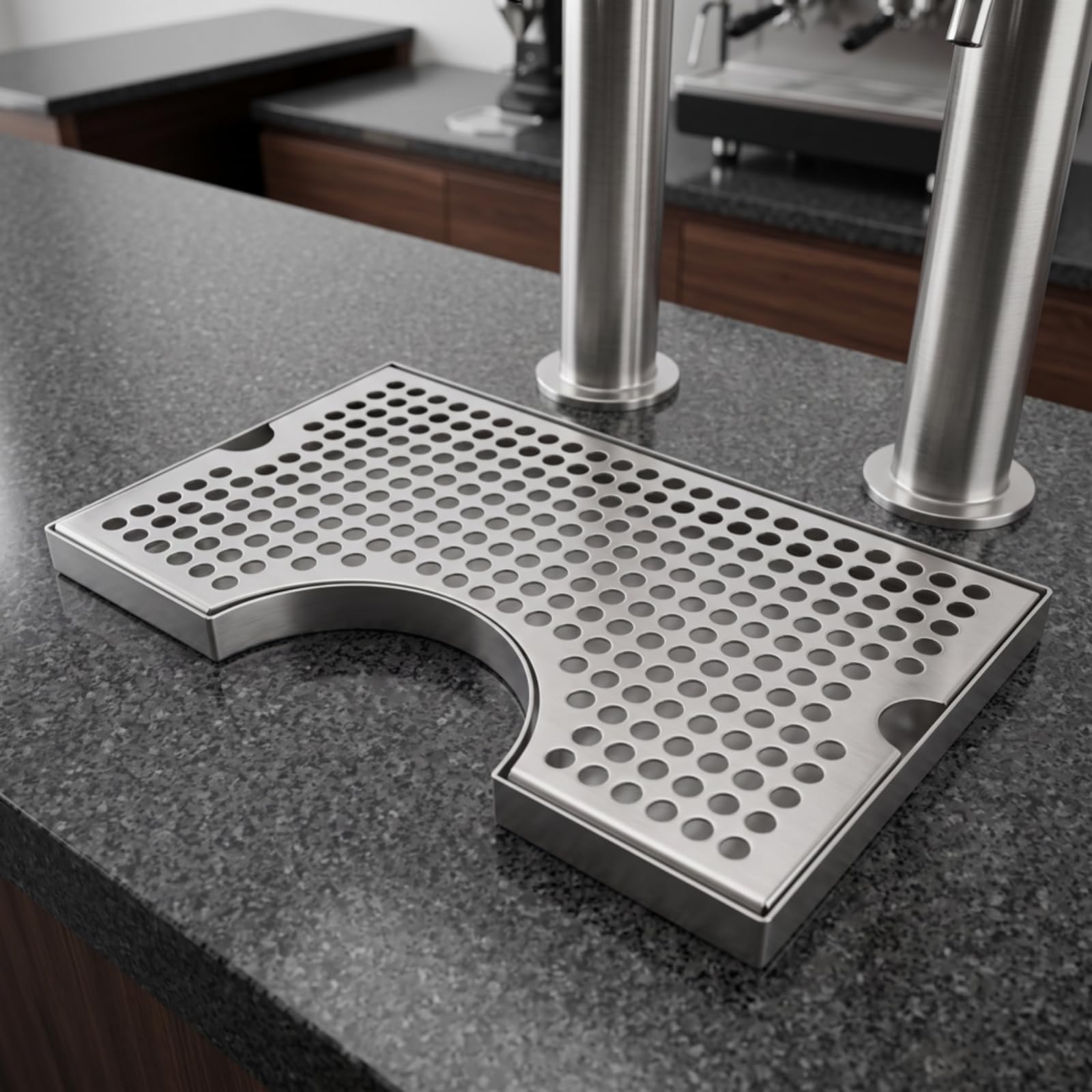 Vassoio di Scarico in Acciaio Inox 304 Semicircolare Vassoio Gocciolatoio da Spillatura Piatto Raccolta Gocce Vaschetta di Drenaggio Mantiene il Banco