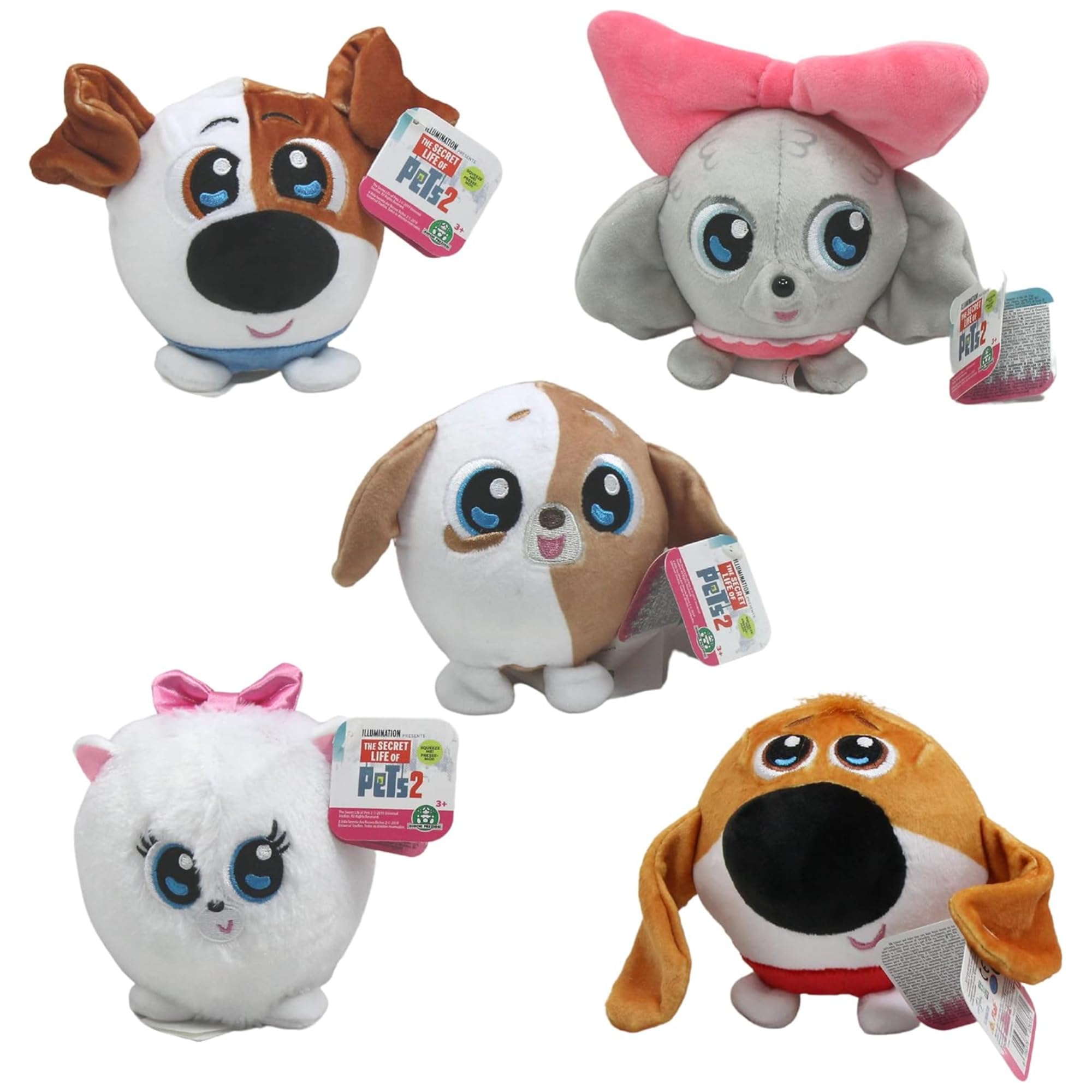 Hasbro Secret Life of Pets 2 - Super Soft Gift Quality Embroidered Plush Pack of 5 - Max, Gidget, Princess, Pickles, & Tiny