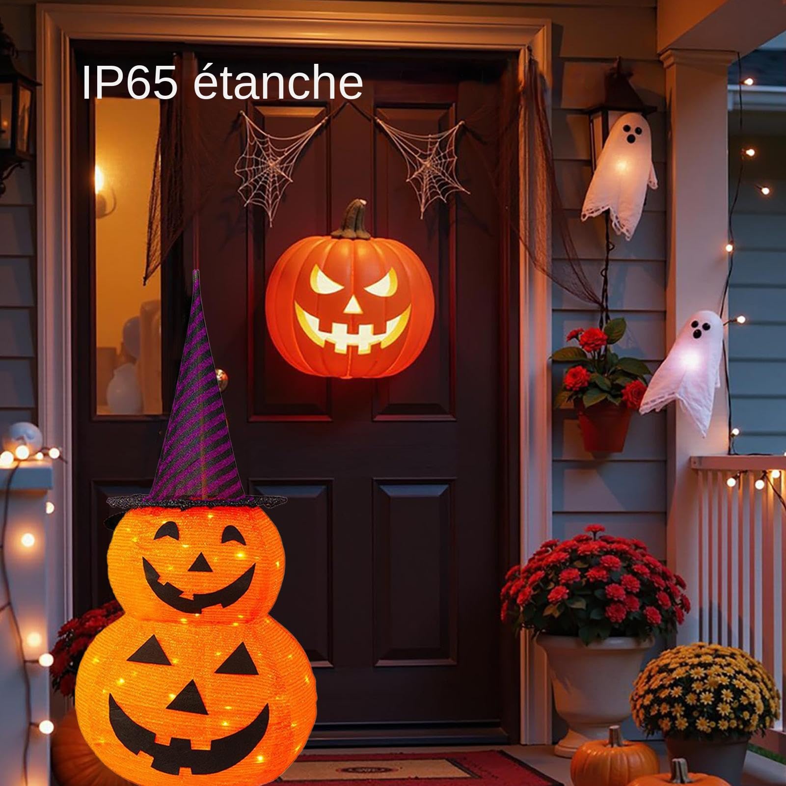 Świecąca Dynia Halloweenowa Jesienna Dekoracja Na Ganek | Dekoracyjna Lampka Świąteczna Dla Właścicieli Domów Dom Mieszkanie Salon Sypialnia Biuro Balkon Ogród Taras