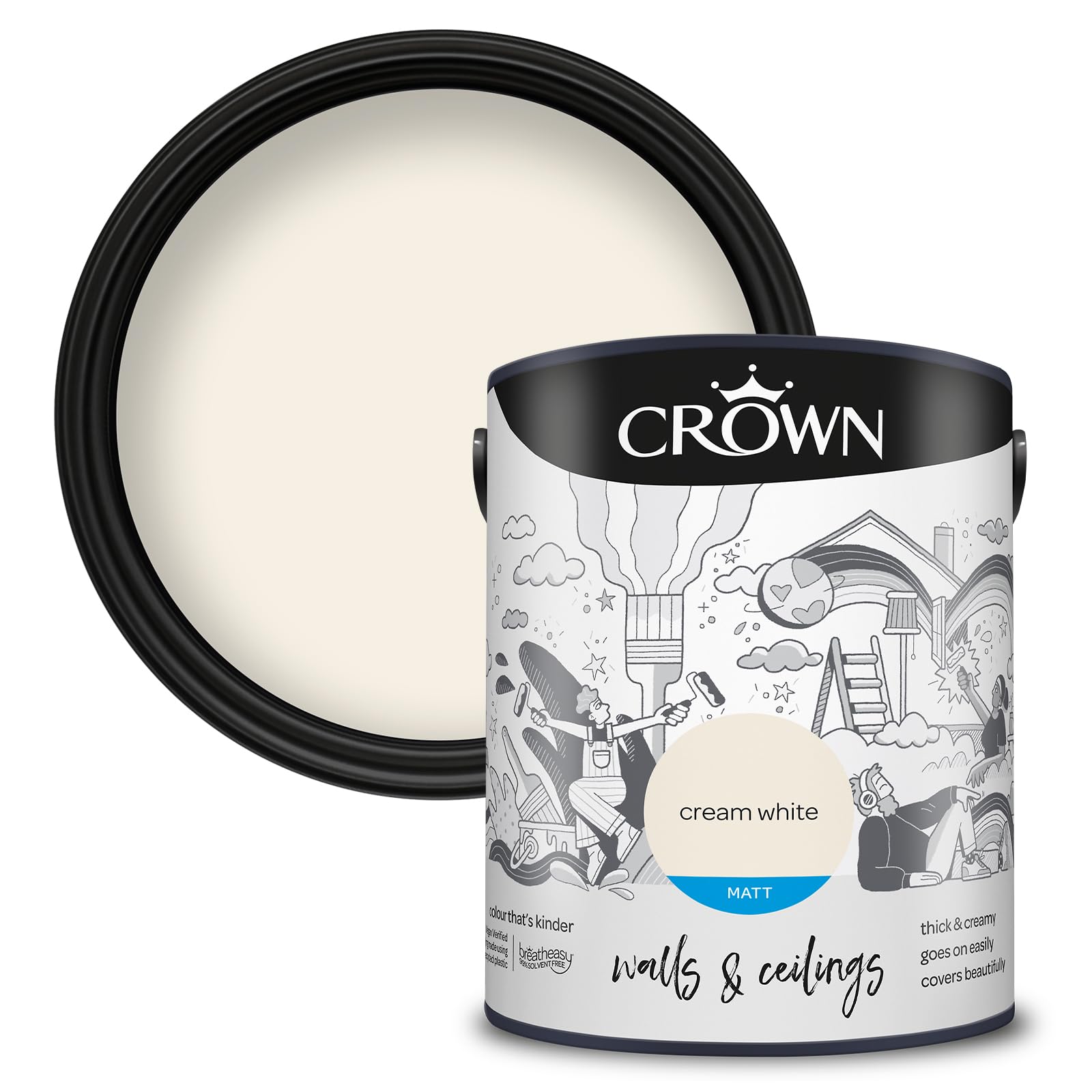 Crown Matt Emulsion Paint 5L - Cream White