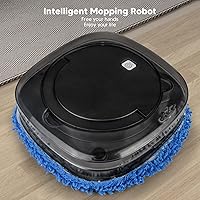 Vista 9 de Robot aspirador de limpieza húmeda, robot automático de trapeador de suelo con aspiradora de agua y trapeador (negro) - Carga USB