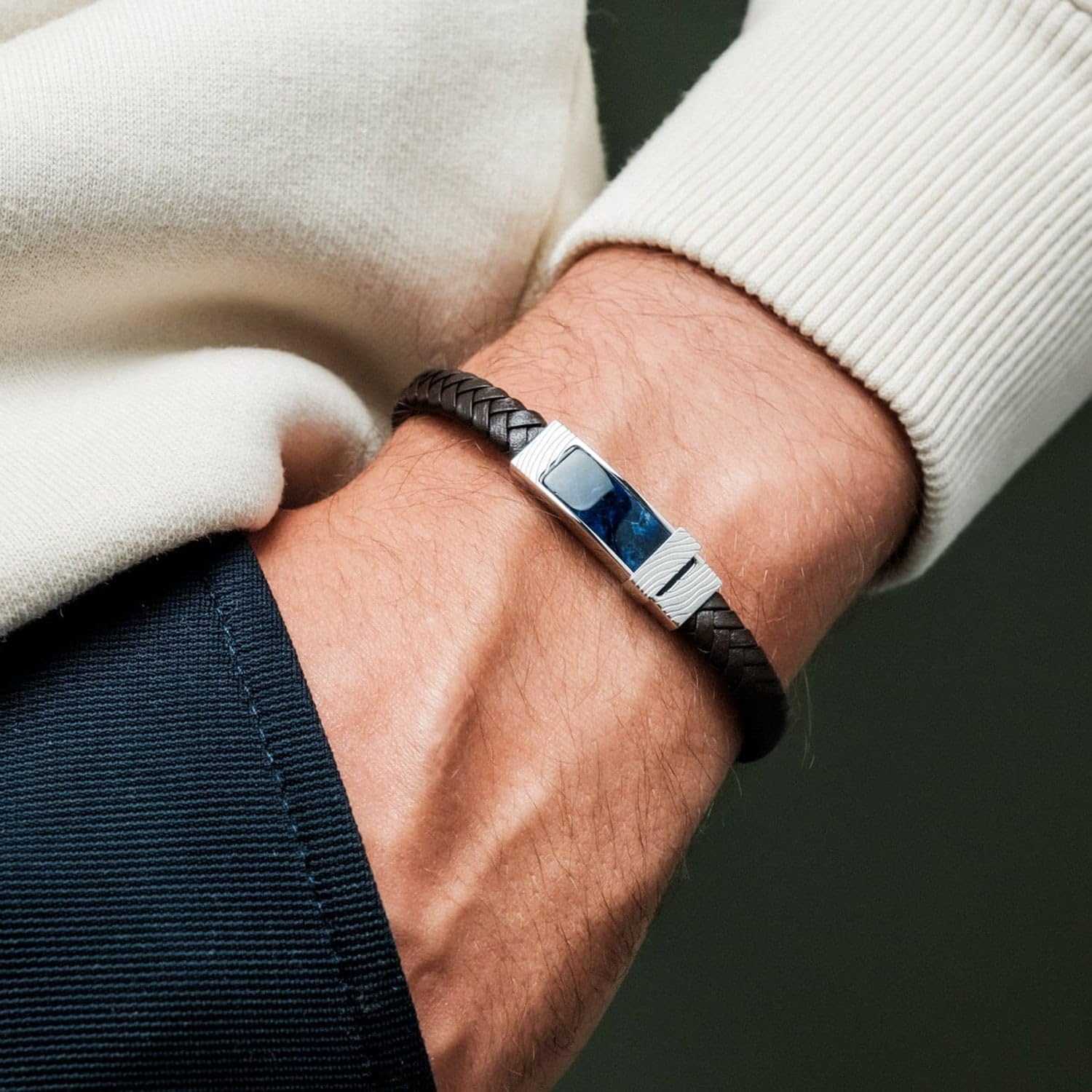 HOLZKERN Bracciale da uomo Wildrider sodalite/marrone 9010631026547
