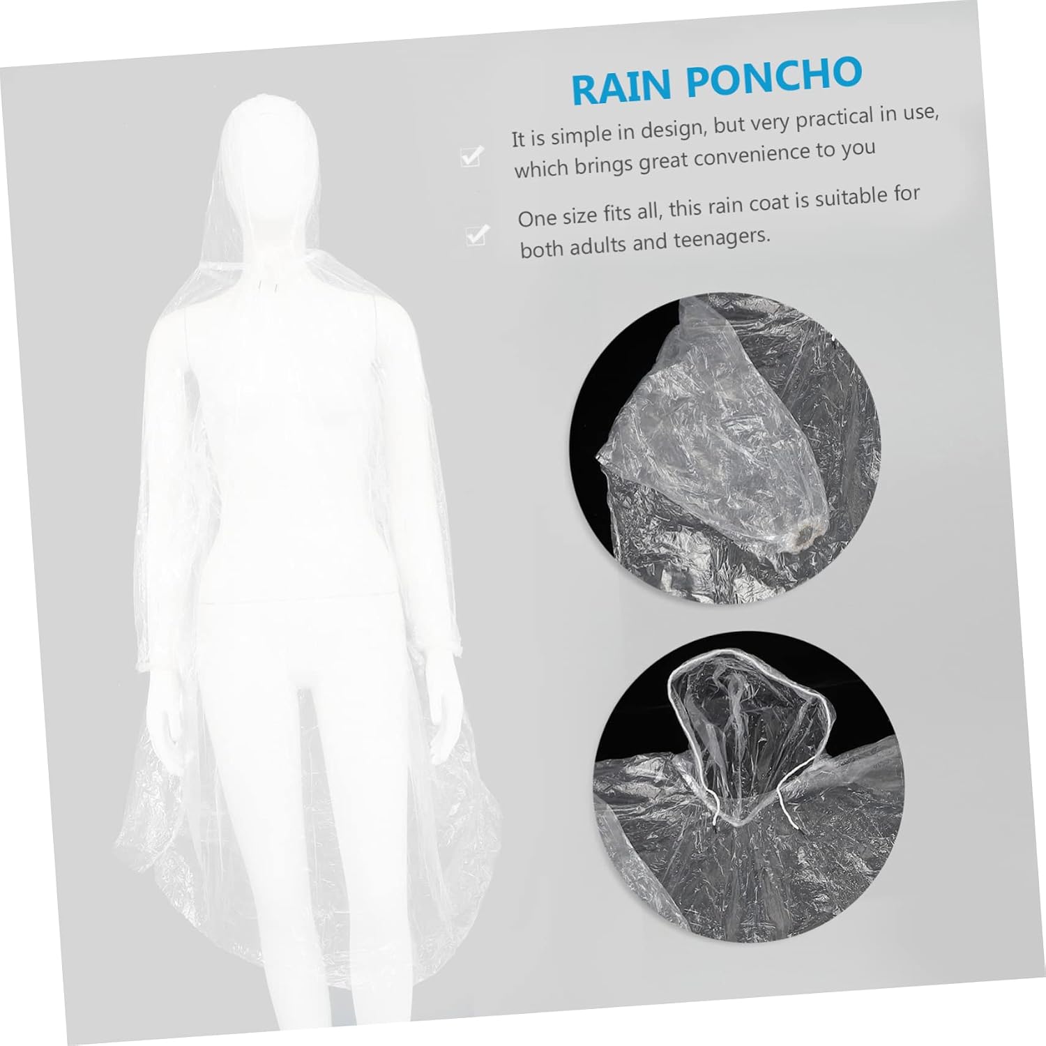 10pcs Disposable Rain Ponchos with Hood and for Hiking Camping and Outdoor Activities