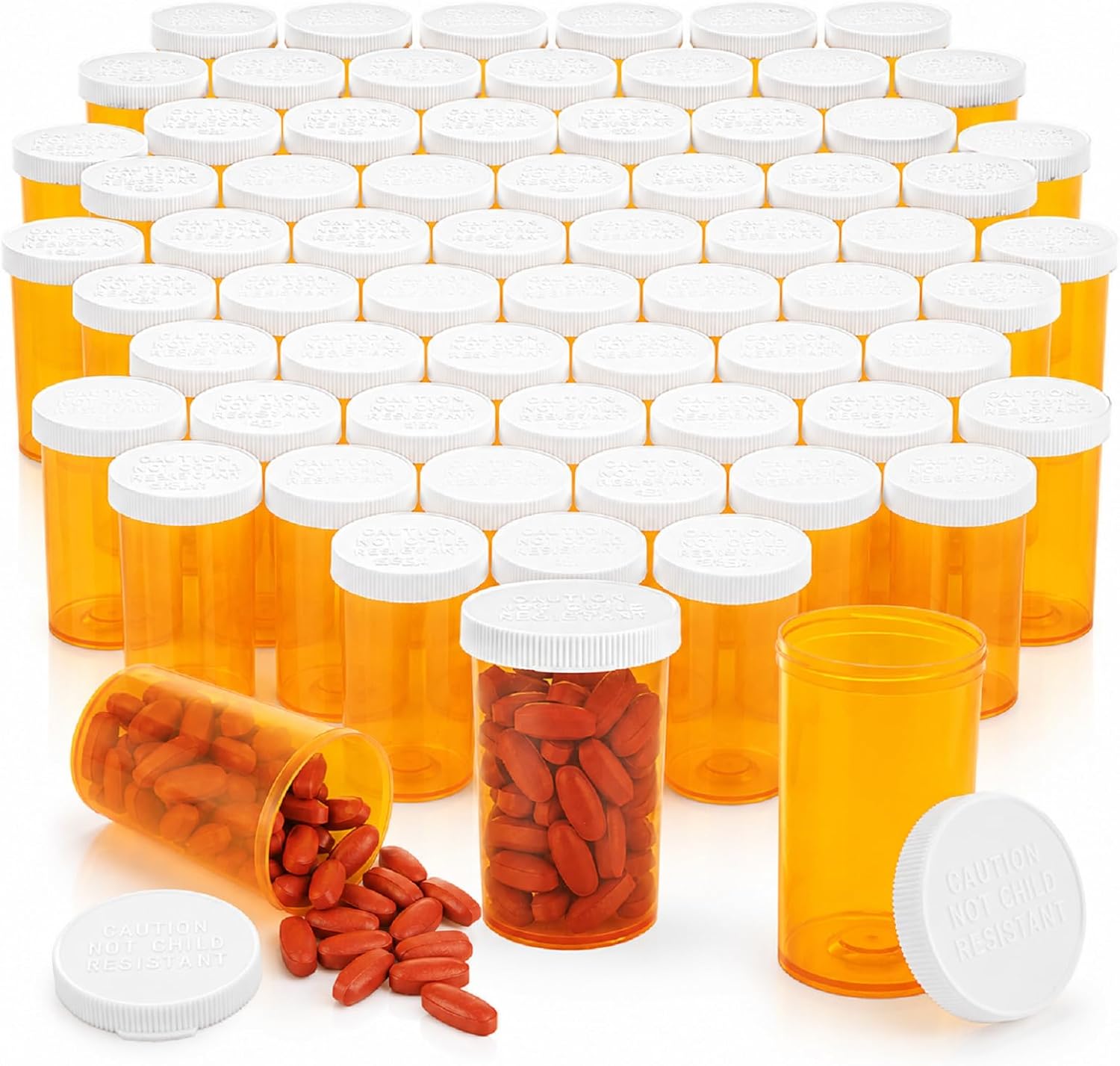 ABuff 100 PCS Pill Bottles Empty with Caps, 20 Dram Plastic Pill Bottle Small Medicine Bottle with caps, Prescription Medicine Vials Pill Containers for Pill, Vitamins & Supplements