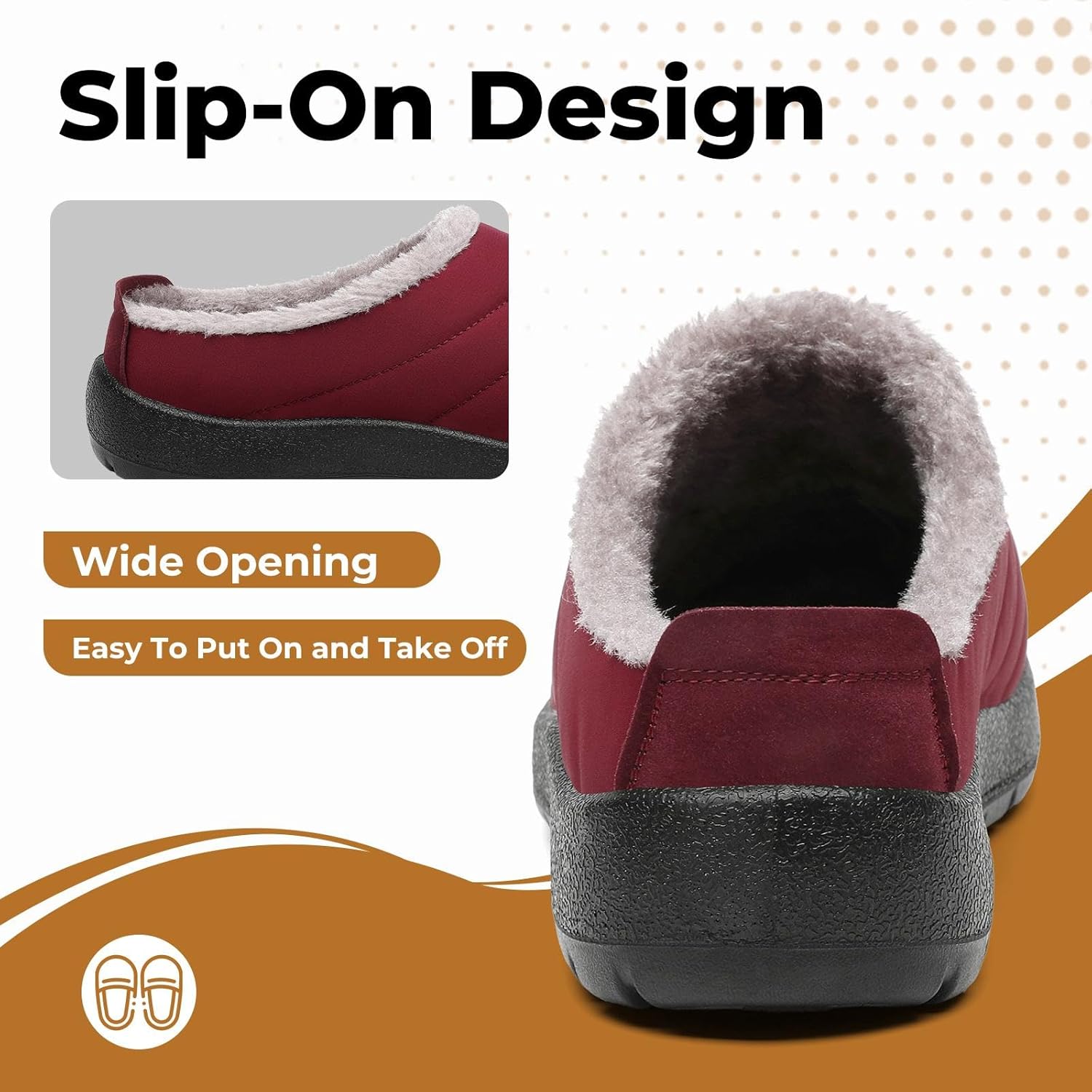 Mishansha Mens Womens House Slippers Warm Fur Lined Winter House Shoes Slip on Cozy Indoor Outdoor Slipper - Image 6