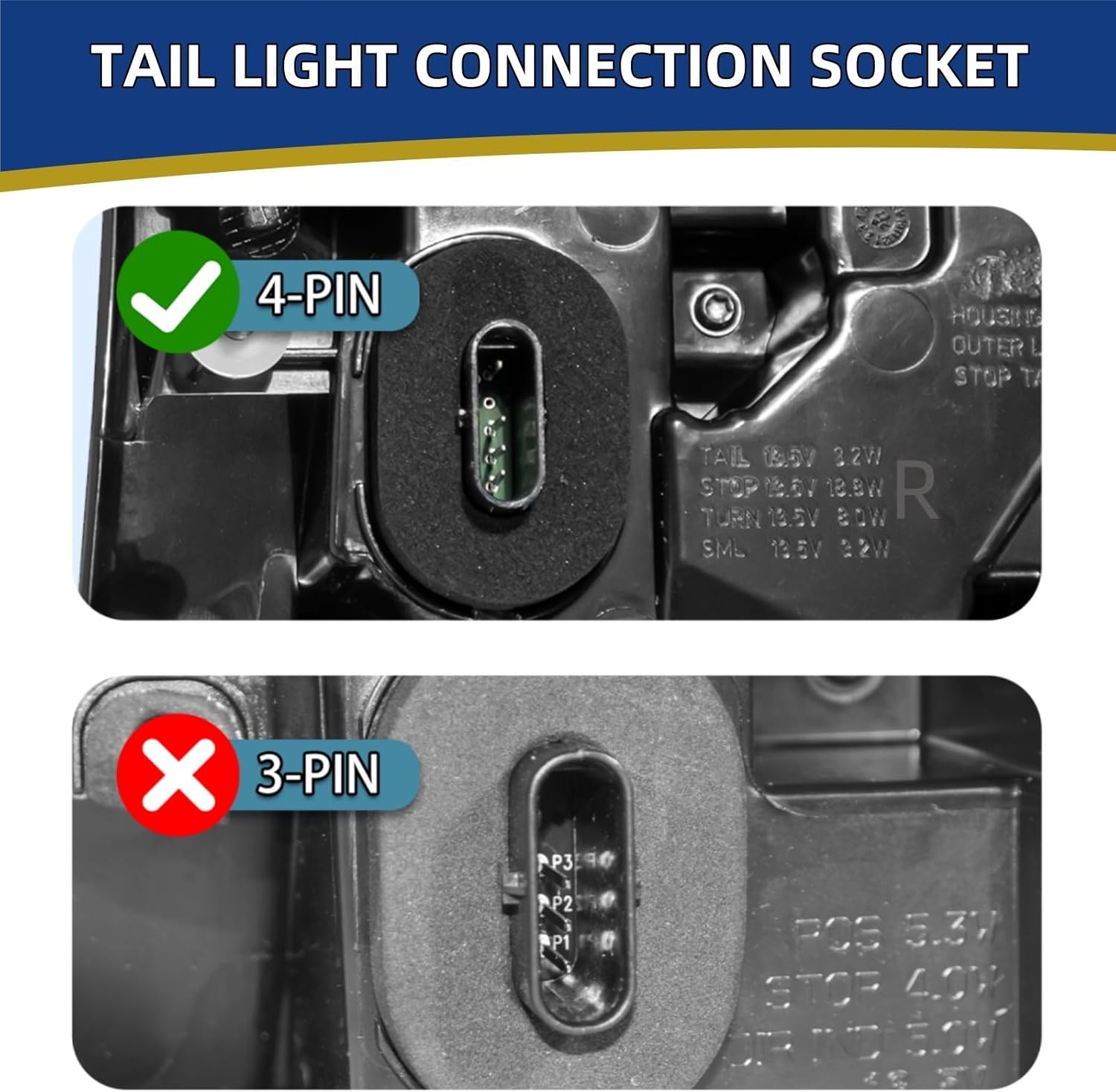 4-PIN LED Tail Light Assembly Compatible with Tesla Model 3 2021-2023& Model Y 2020-2024, Waterproof Amber Signal Light, Right Side Outer Direct Fit Replacement Lamp(Part#1502087-00-D)