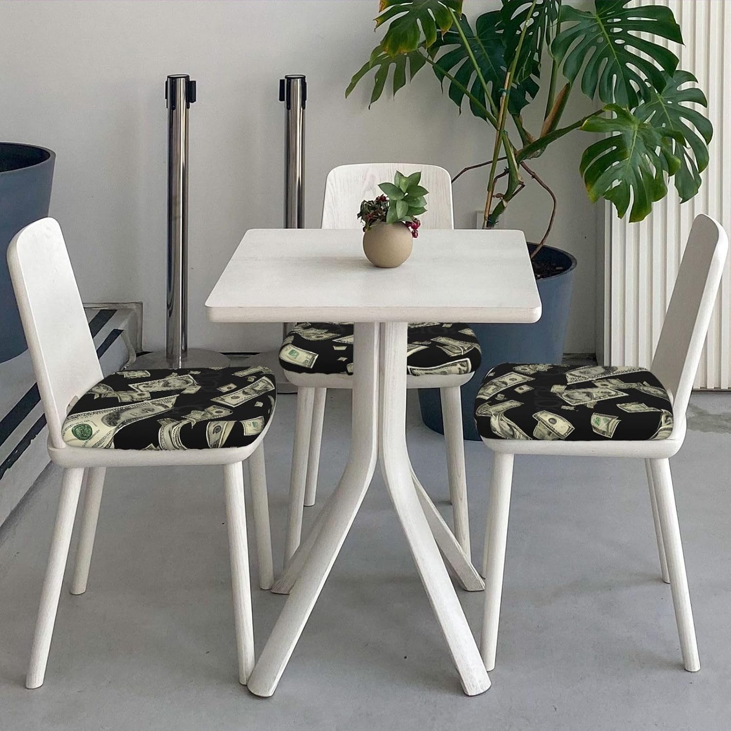 (Dollar Sign Money) Stretch Seat Covers Set of 4 for Dining Room Chairs Elastic Chair Cushion Slipcovers for Kitchen Office