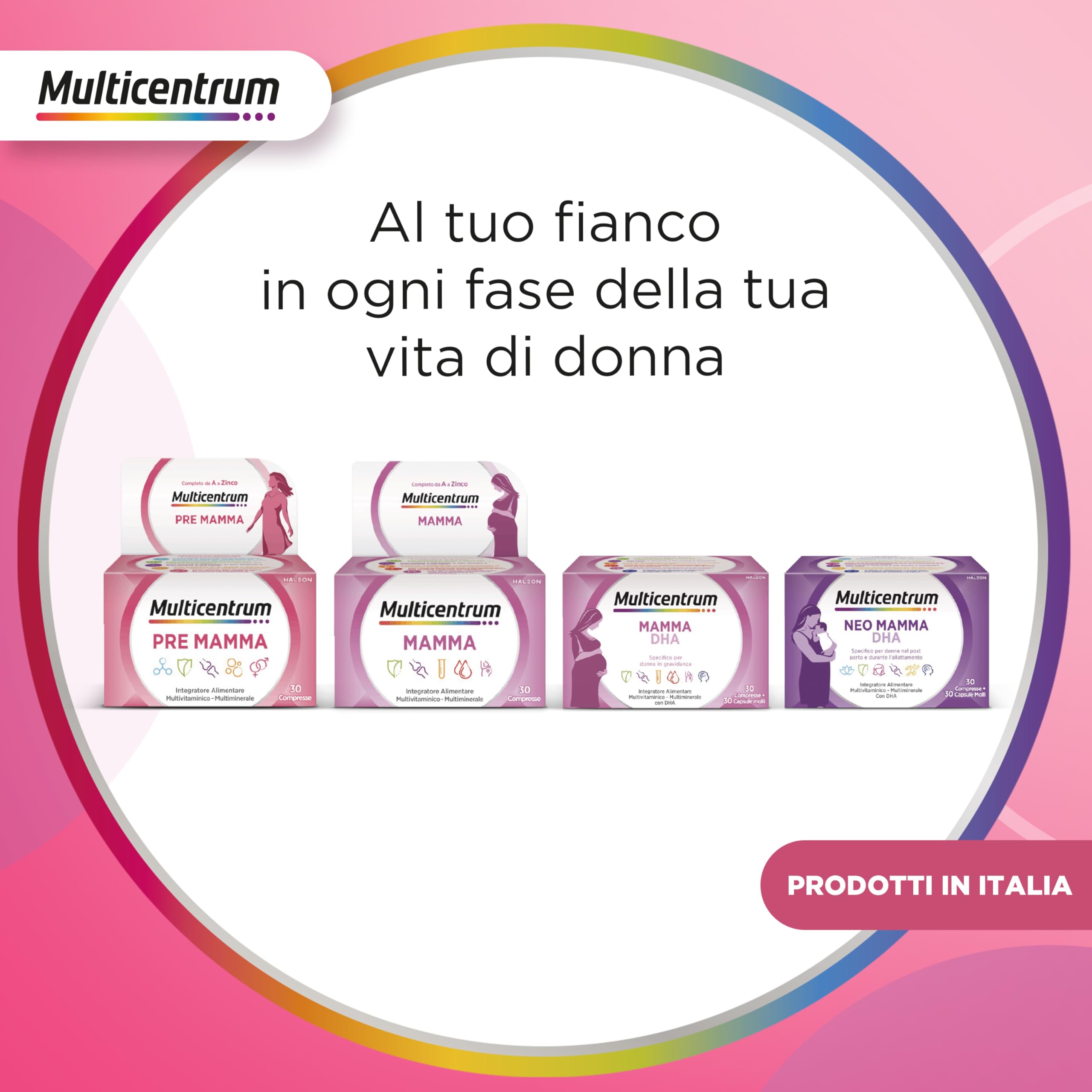 Multicentrum Pre-Mamma Integratore Alimentare Multivitaminico Completo con Acido Folico per le Donne che stanno Programmando una Gravidanza, 30 compresse