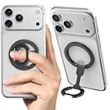 CloudValley for Magsafe Phone Grip Holder - Adjustable Dual-Sided Magnetic Finger Ring Stand 4-in-1, Compatible with iPhone 17/16-12 & MagSafe Car Mounts, Black