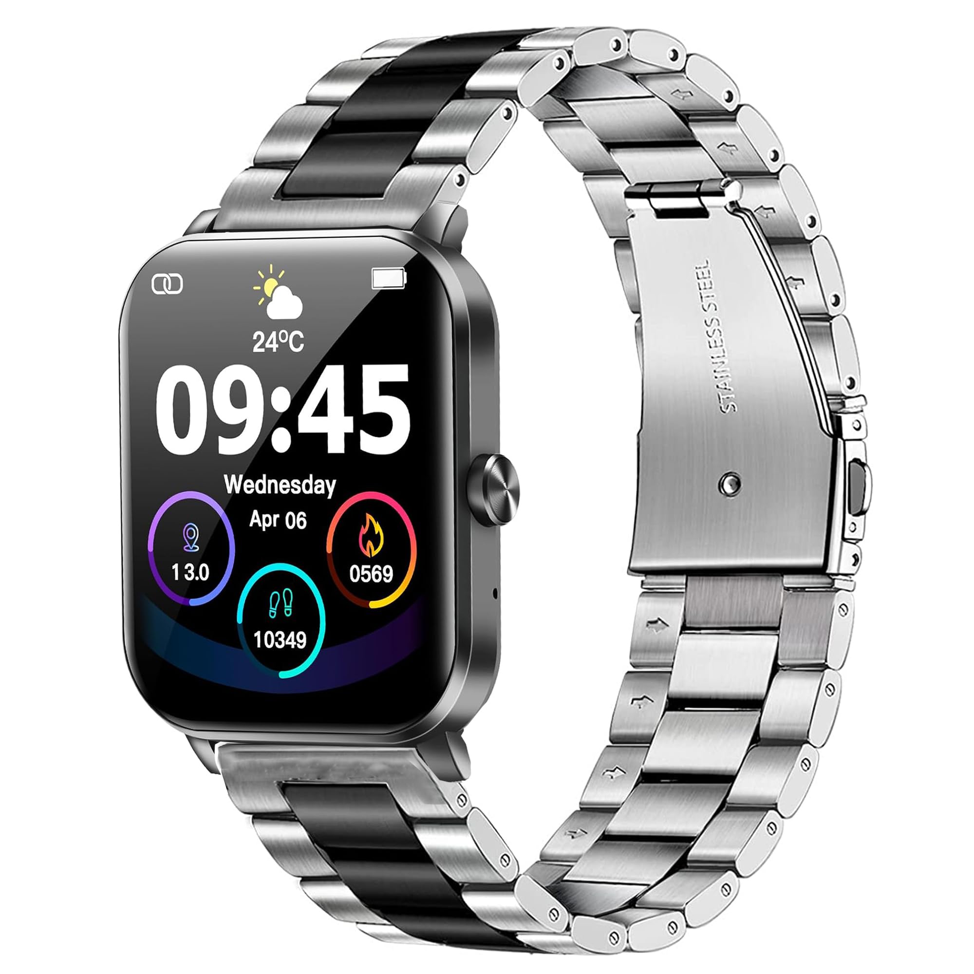 Compatible for BHNYBWUL Smart Watch Bands, 22mm Stainless Steel Metal Replacement Straps Compatible for QONBINK, BHNYBWUL, Jacoosa L70 1.85" Smart Watch, Compatible for JeeJTek Gaea TGW008, REVV